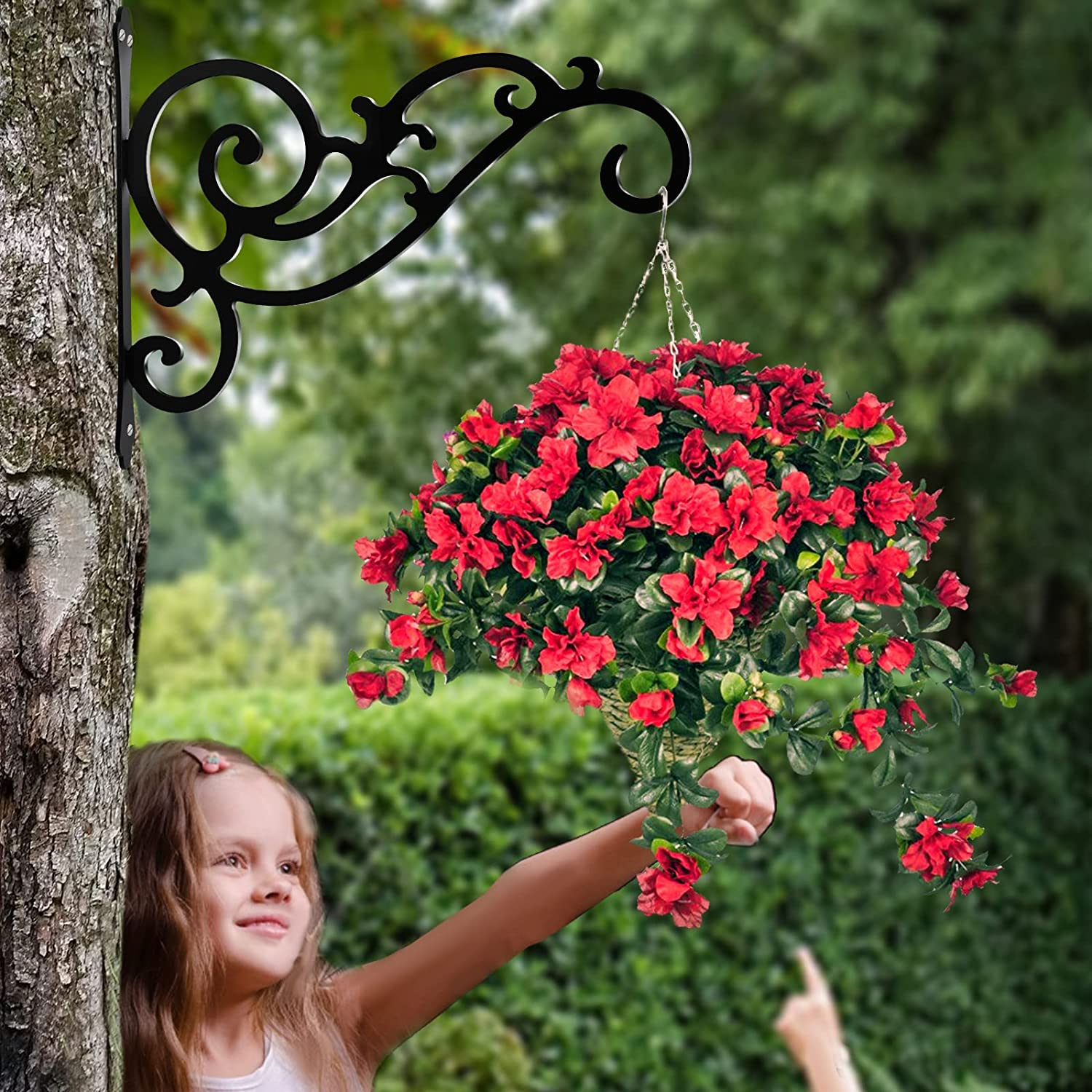 GSY 2 Pcs Hanging Plant Bracket 12-Inch,Wall Hook Hanging Plant Brackets,Black Iron Plants Indoor/Outdoor Planter Hangers Hooks,For Hanging Lanterns,Bird Feeders,Wind Chimes,Planters image number 2