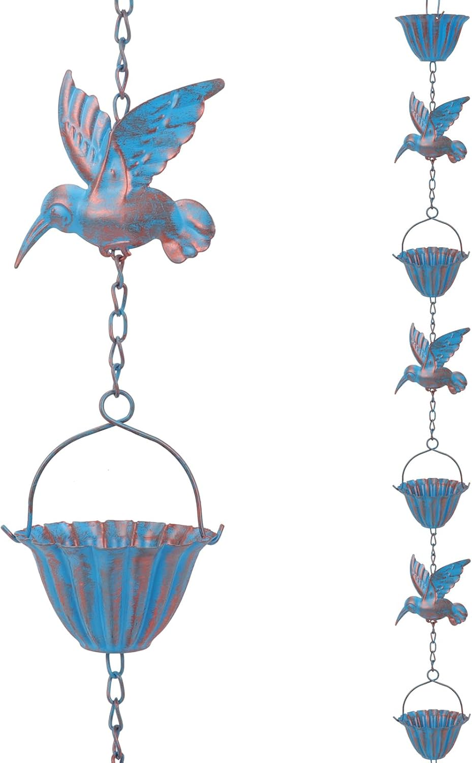 Ruaizel 7.8FT Rain Chains for Gutters, Hummingbird Rain Catcher, Outdoor Rain Chain,Metal Catcher Chain for Outside, Hanging Decorations for Patios (Blue) image number 2