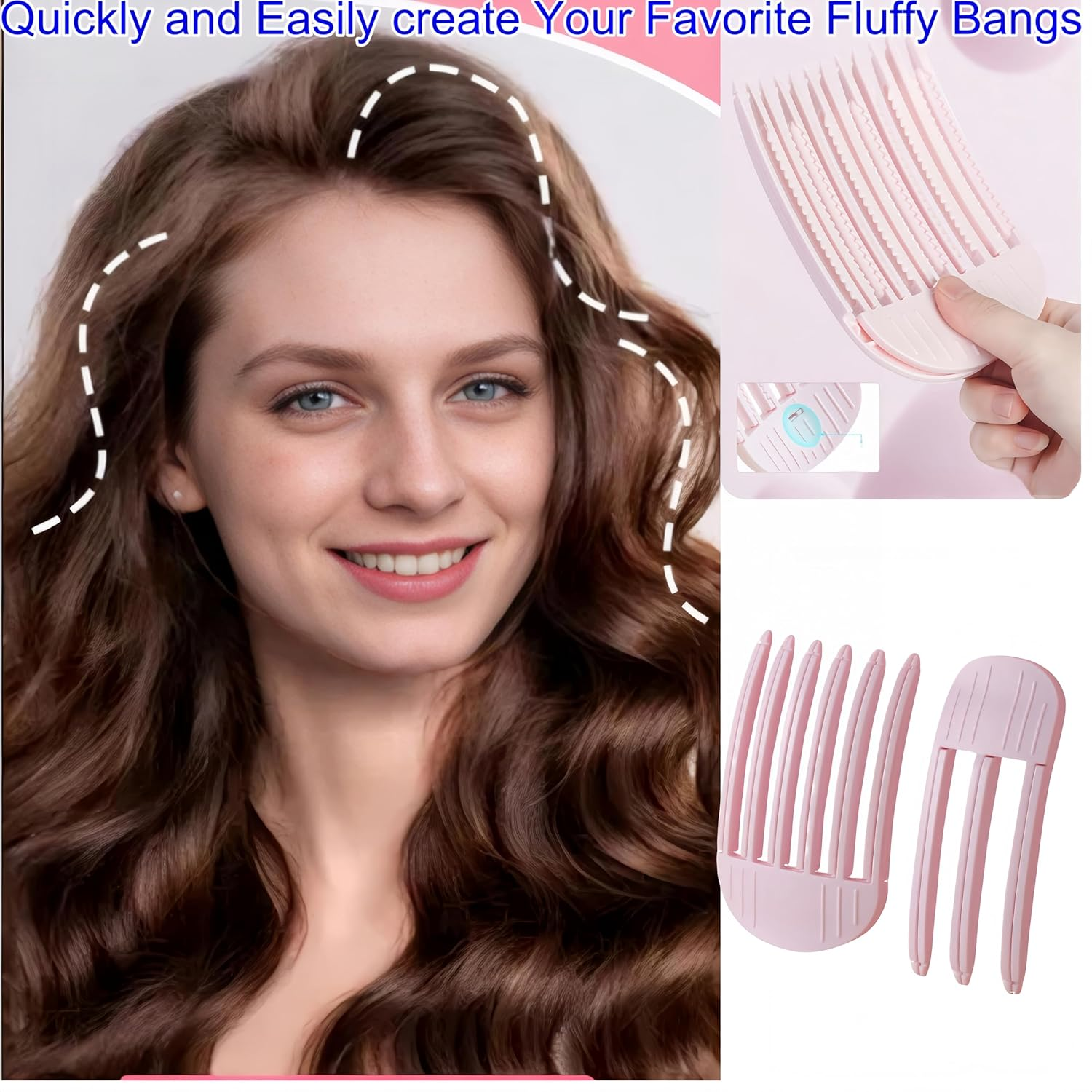 Febohao 2 Pack Hair Comb for Fluffy Bangs Hair Styling Tools Volumizing Hair Root Lifting No-Trace Hair Root Lifting Clip on Bangs image number 4