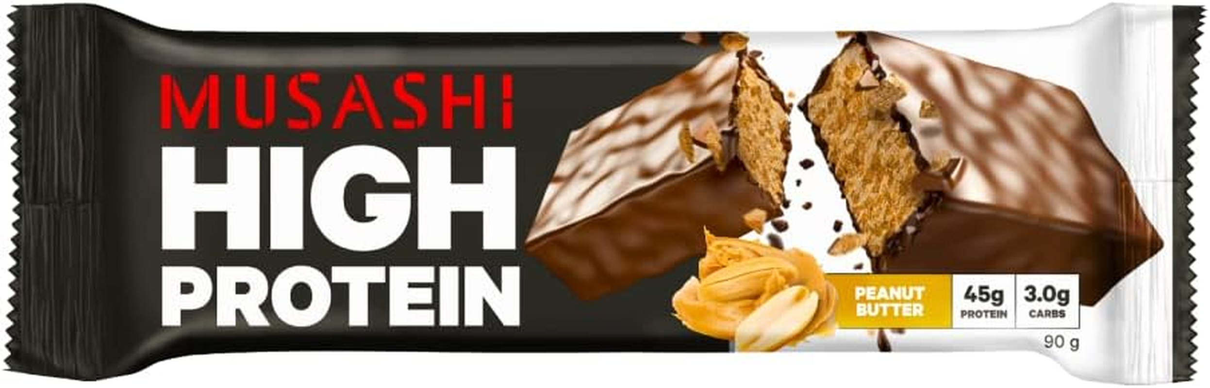 MUSASHI High Protein 12 X 90G Bars - Peanut Butter Flavour image number 1