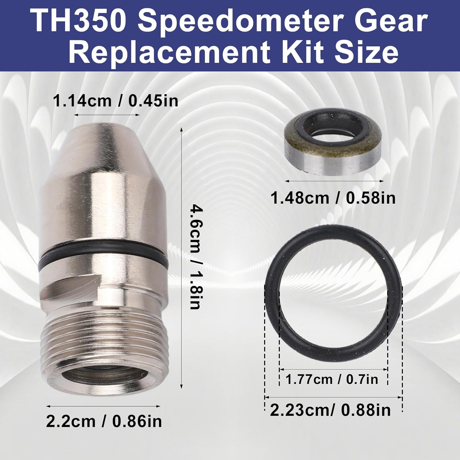 345215 Speedometer Gear Seal Kit, Compatible with TH350 TH250 TH200 & Muncie 7/8" Tail Housing Transmissions, Includes Speedometer Housing, O-Rings, Inner Metal Seal image number 1