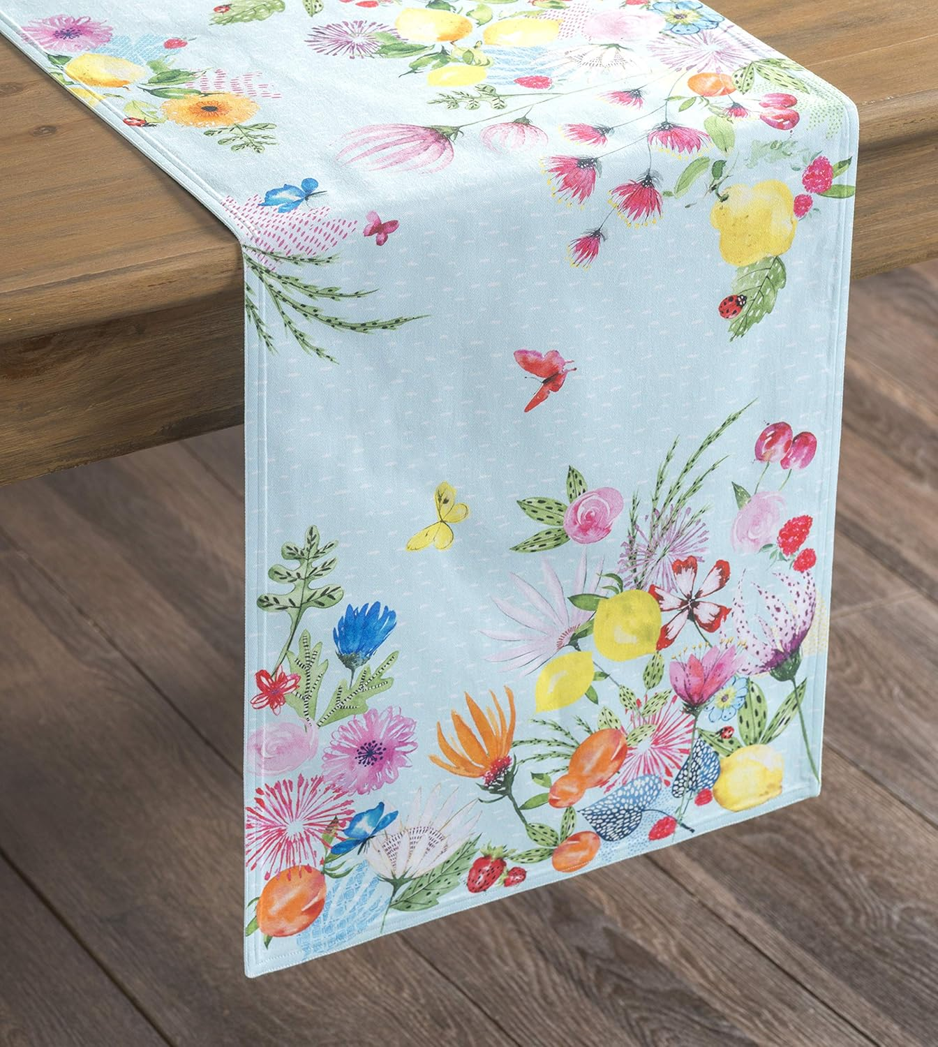 Maison D'Hermine Table Runner 100% Cotton Double Layer Table Runners 72 Inches Long Decorative for Home Kitchen Dining Party Wedding Bridal Shower Spring Summer (Jardin D'Ete - Mint, 14.50" X 72") image number 3