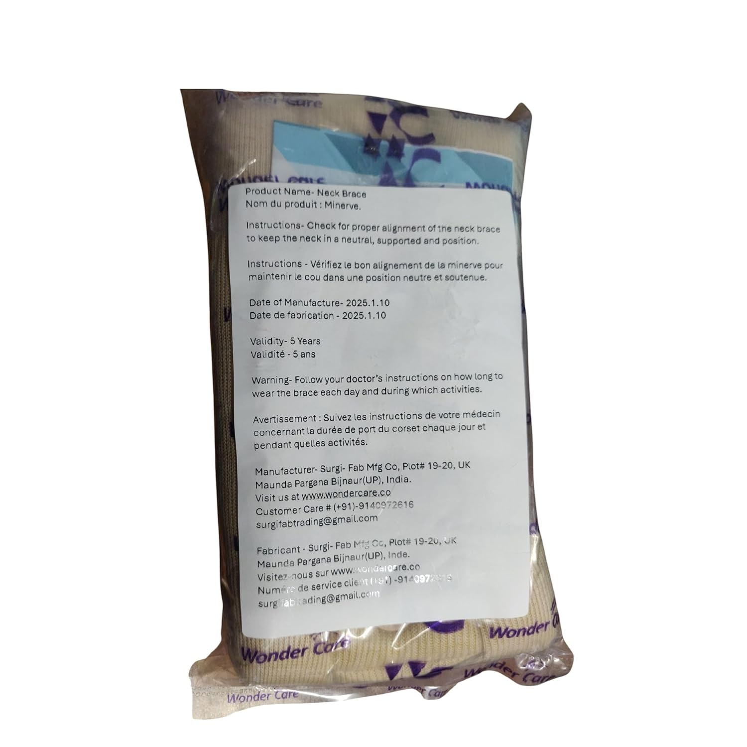 WC Soft Cervical Collar Adjustable Neck Support Brace for Neck Pain and Support for Women & Men Soft Beige XXL 3.5" image number 3