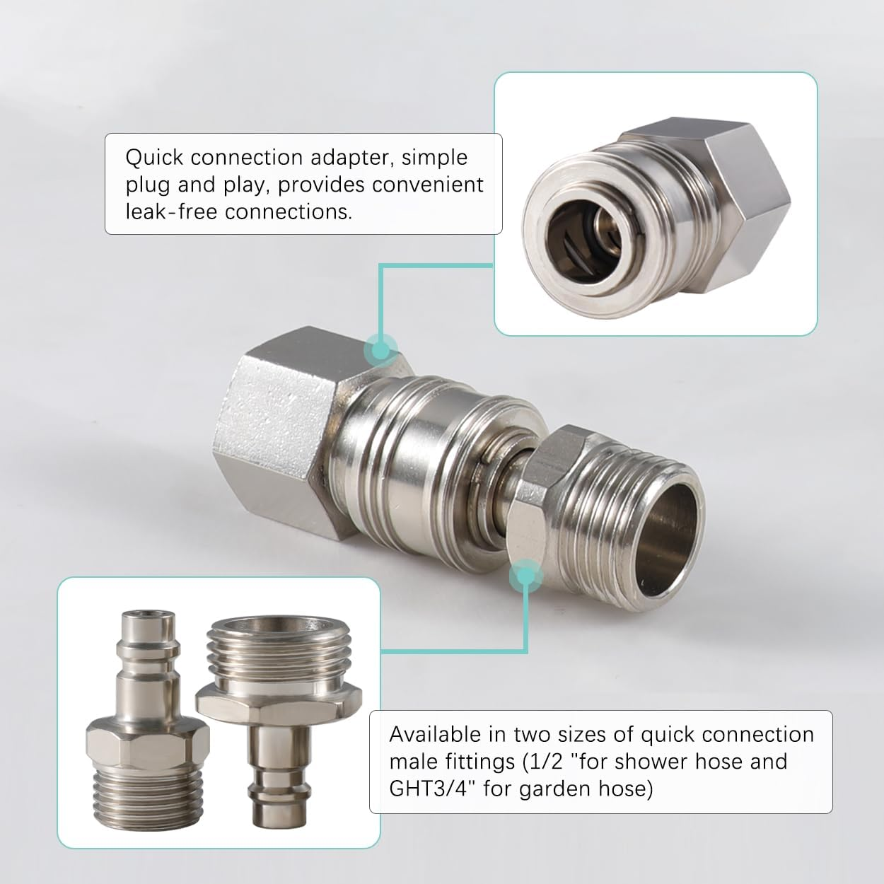 All Metal RV Exterior Shower Faucet,4" RV Shower Faucet Replacement,Rv outside Shower Valve Kit,Camper Shower Faucet Valve with Quick Connect,Rv Exterior Sprayer Faucet (Brushed Nickel) image number 2