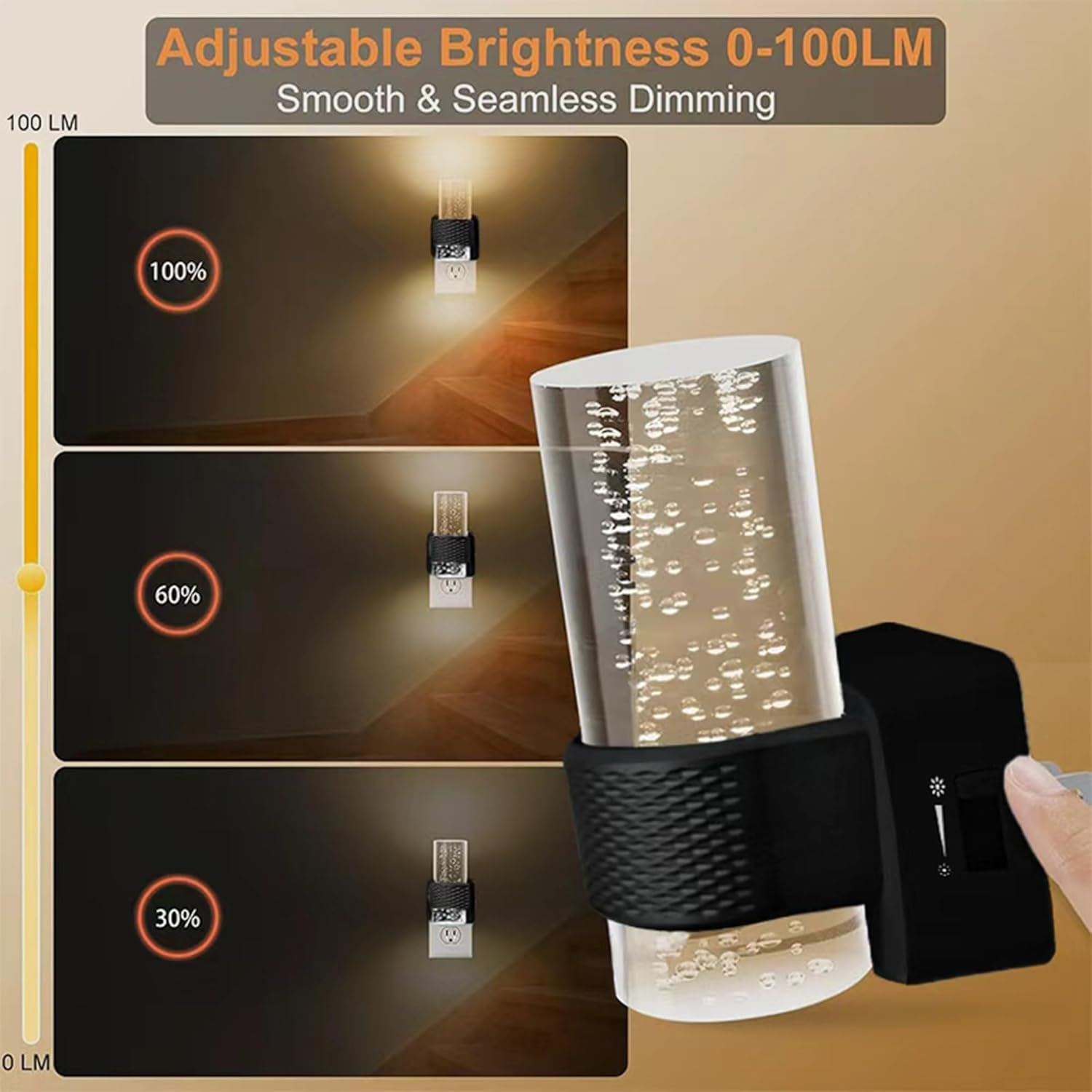 2 Pack Dimmable Night Lights with Auto Dusk-To-Dawn Sensor, 3000K Soft Warm LED Plug-In, 0-100LM Adjustable Brightness, Eye-Friendly for Bedroom, Hallway, Kitchen, and Stairs, AU Plug image number 4