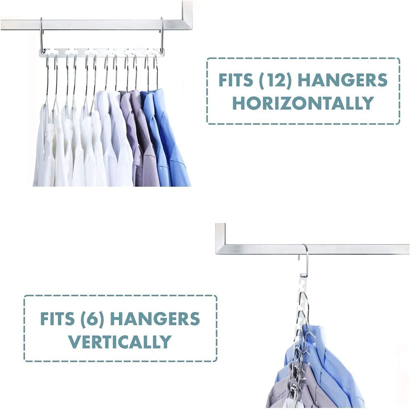 10.5 Inch Chrome Space Saving Hangers (4 Pack) - Metal Wardrobe Clothing Magic Hangers Organizer - Heavy Duty Stainless Steel, Cascading, 30 Lbs Capacity image number 5