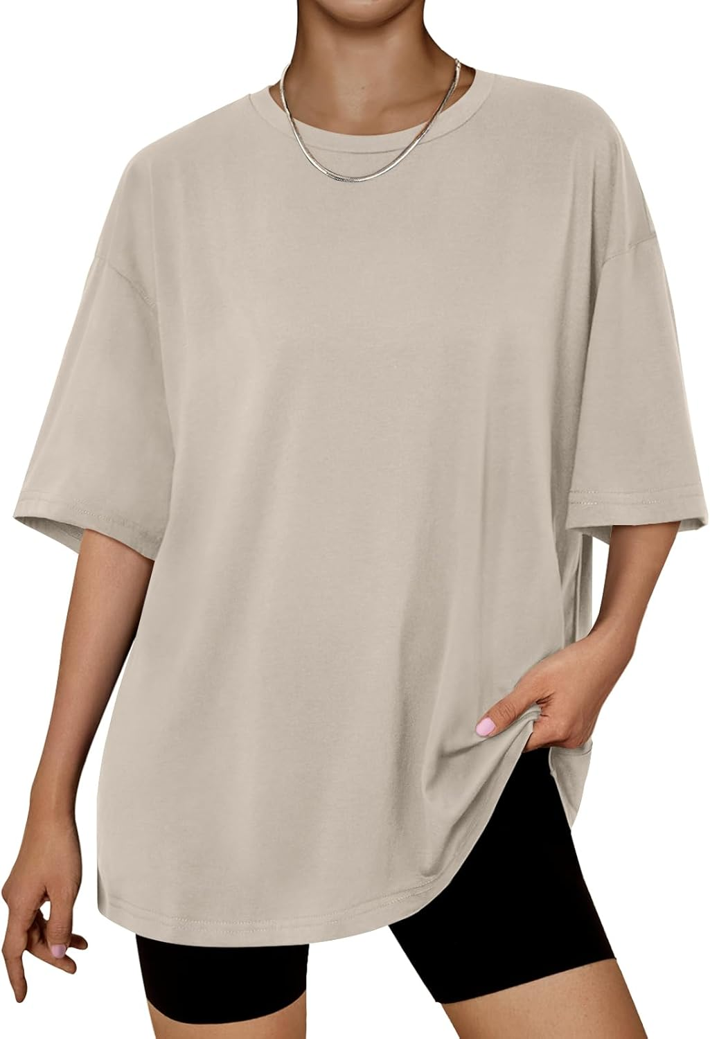 LILLUSORY Womens Tops Oversized Tshirts Short Sleeve T Shirt Workout Gym Clothes 2025