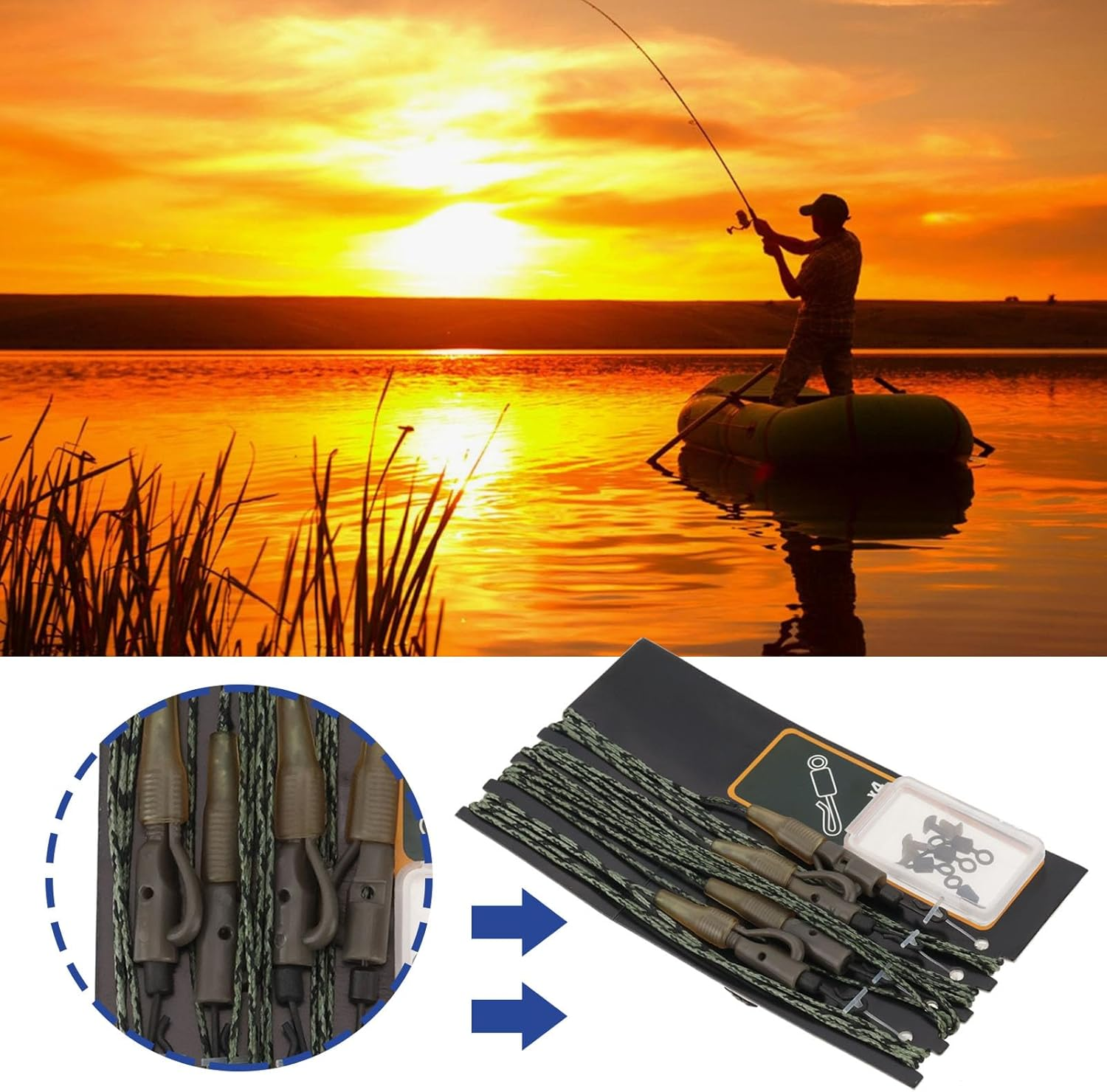 Be in Your Mind 4Pcs Lead Clip Leaders Anti-Bottom Fishing Bait Connection Fast Sinking Carp Connection for Coarse Freshwater Fishing 100Cm image number 2
