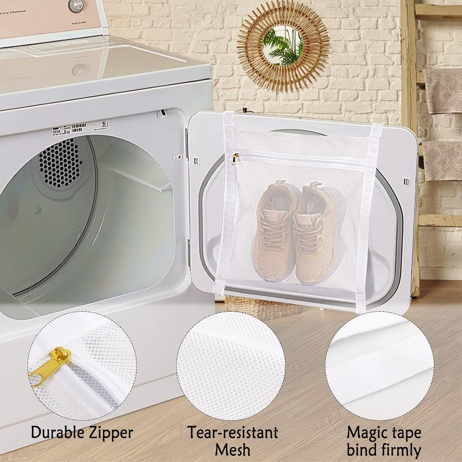 Sneaker Wash Dry Net Bag, 2Pcs Sneaker Mesh Bag, Large Mesh Bags,Laundry Bags Sturdy Drying Mesh Bags,Smooth Zipper Laundry Bags, Bag Sturdy Drying Mesh Bags image number 3