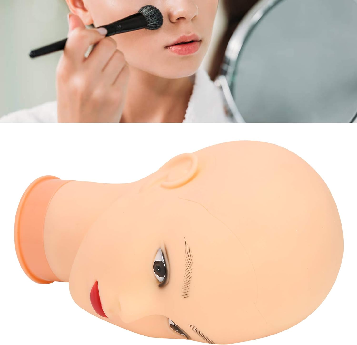 Wig Head Stand, Hat Wig Display Mannequin Head Hairpieces Stand Holder, Makeup Training Practice Manikin Head for Wig, Hat, Caps, Headdress (PVC Simulation Skin)