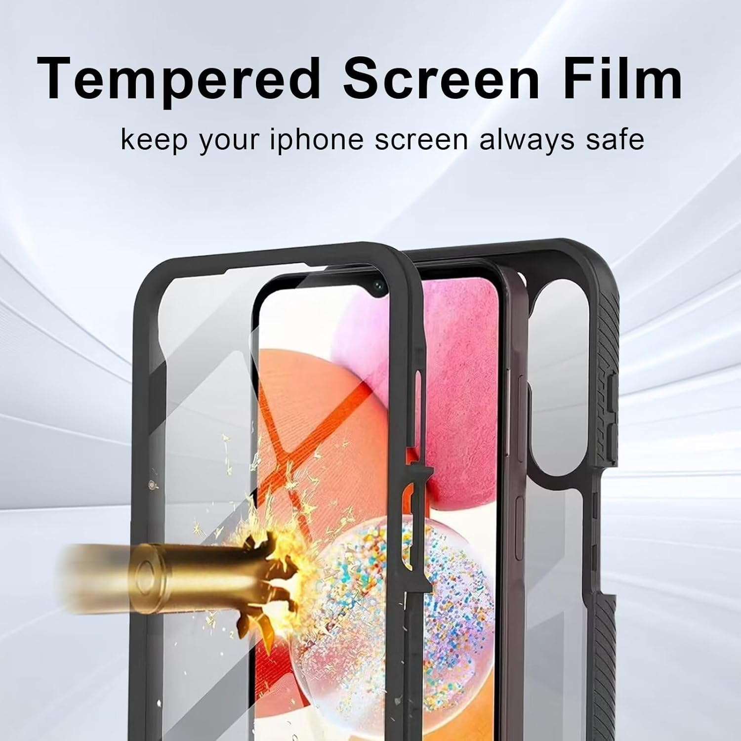 Bnvdfre Mobile Phone Case for Motorola Moto G24 / E14 / G04 / G04S / G24 Power Case and Tempered Glass with Built-In Screen Protector Shockproof Protective Case 360 Degree Full Protection TPU Silicone image number 5