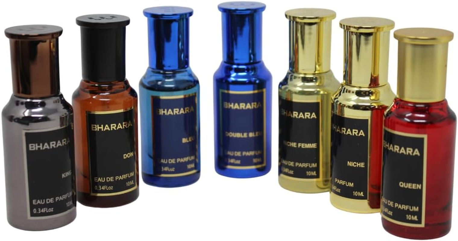 Bharara Beauty Women'S Mini 7 Piece Gift Set, 10 Ml Each (King, Double Bleu, Bleu, Don, Niche Femme, Niche, Queen) image number 4