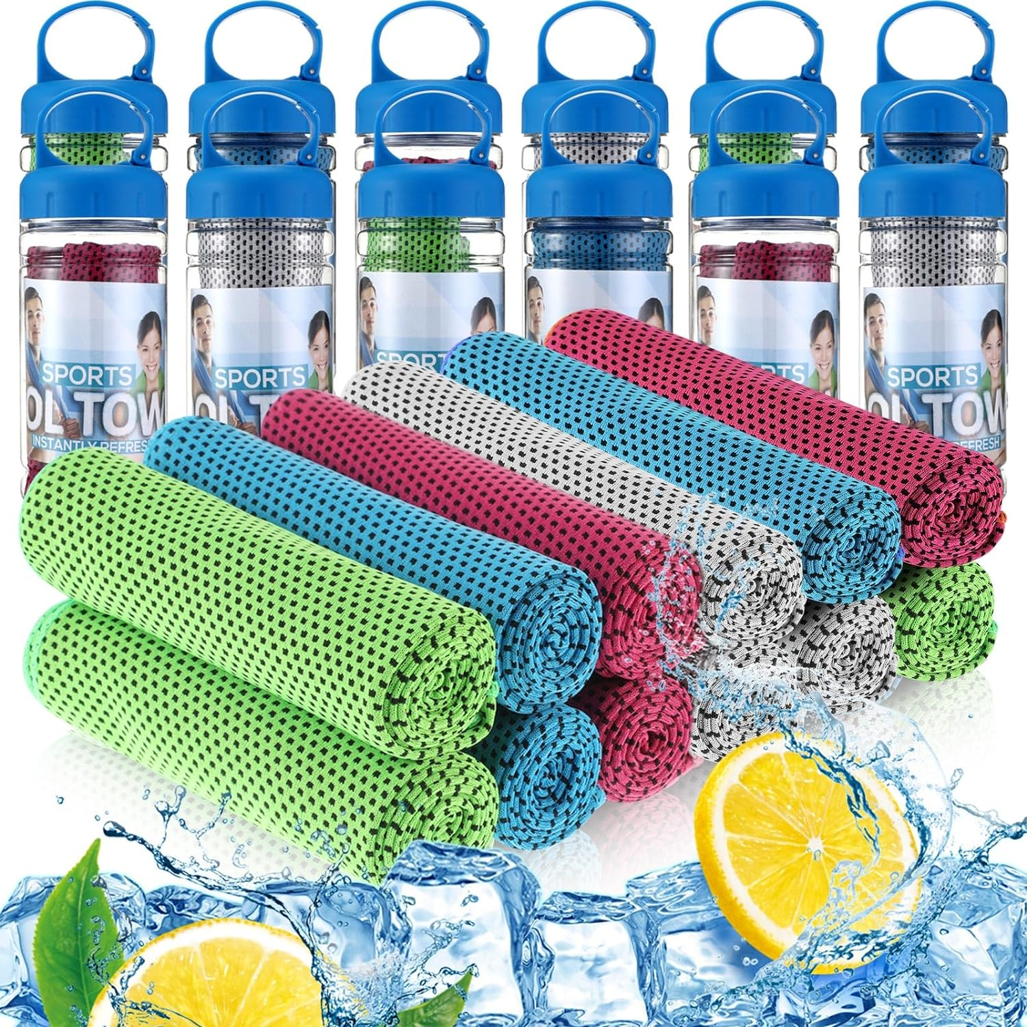 12 Pack 32 X 12 in Cooling Towels Bulk for Neck and Face Microfiber Ice Towel Sweat Towels Breathable Soft Chilly Towel Portable Cool Neck Rags for Yoga Sport Gym Workout Fitness (Mixed Colors)