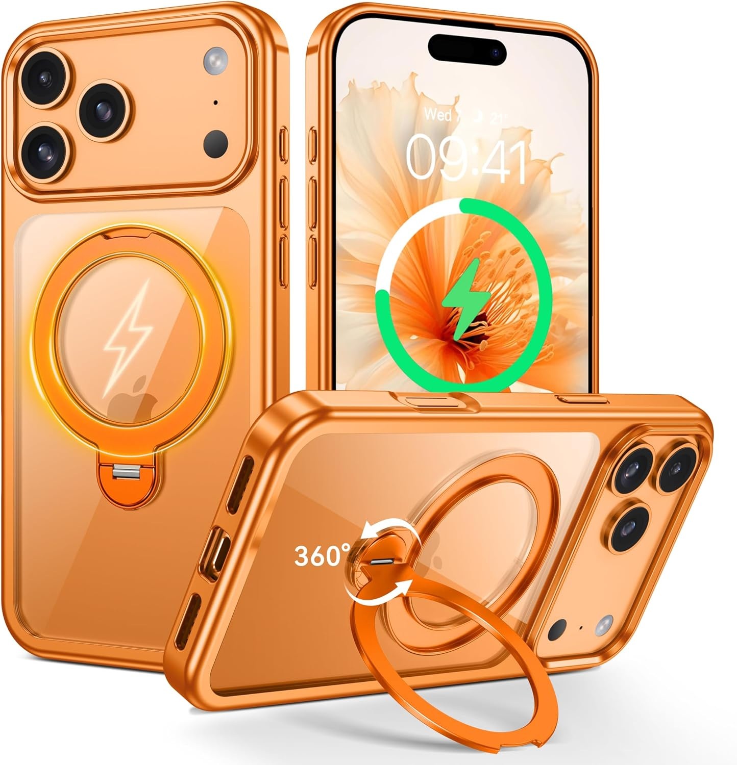 VENINGO Iphone 16 Pro Case, Compatible with Magsafe Transparent Back Case with Invisible Ring Stand Frosted Frame Shockproof Protective Slim Fit Anti-Yellowing Case for Iphone 16 Pro 6.3 Inch, Clear