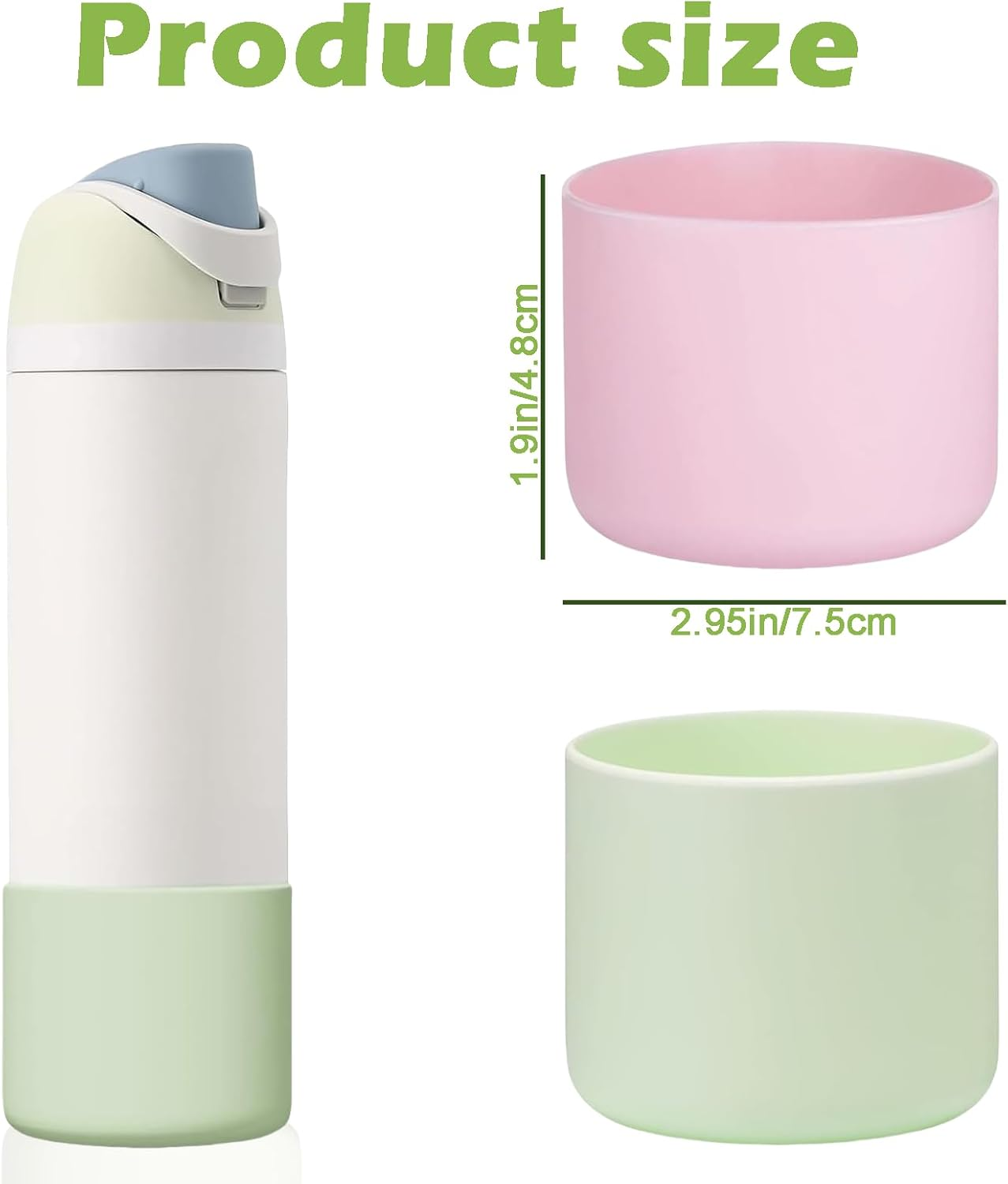 Rylaxzon 2 Pack Boot for Owala Freesip Bottle, Bottle Boot for Owala 24 Oz Silicone anti - Slip Bottom Bumper Protector Sleeve for Twist & Flip Stainless Steel Water Bottles (Pink and Mint) image number 4