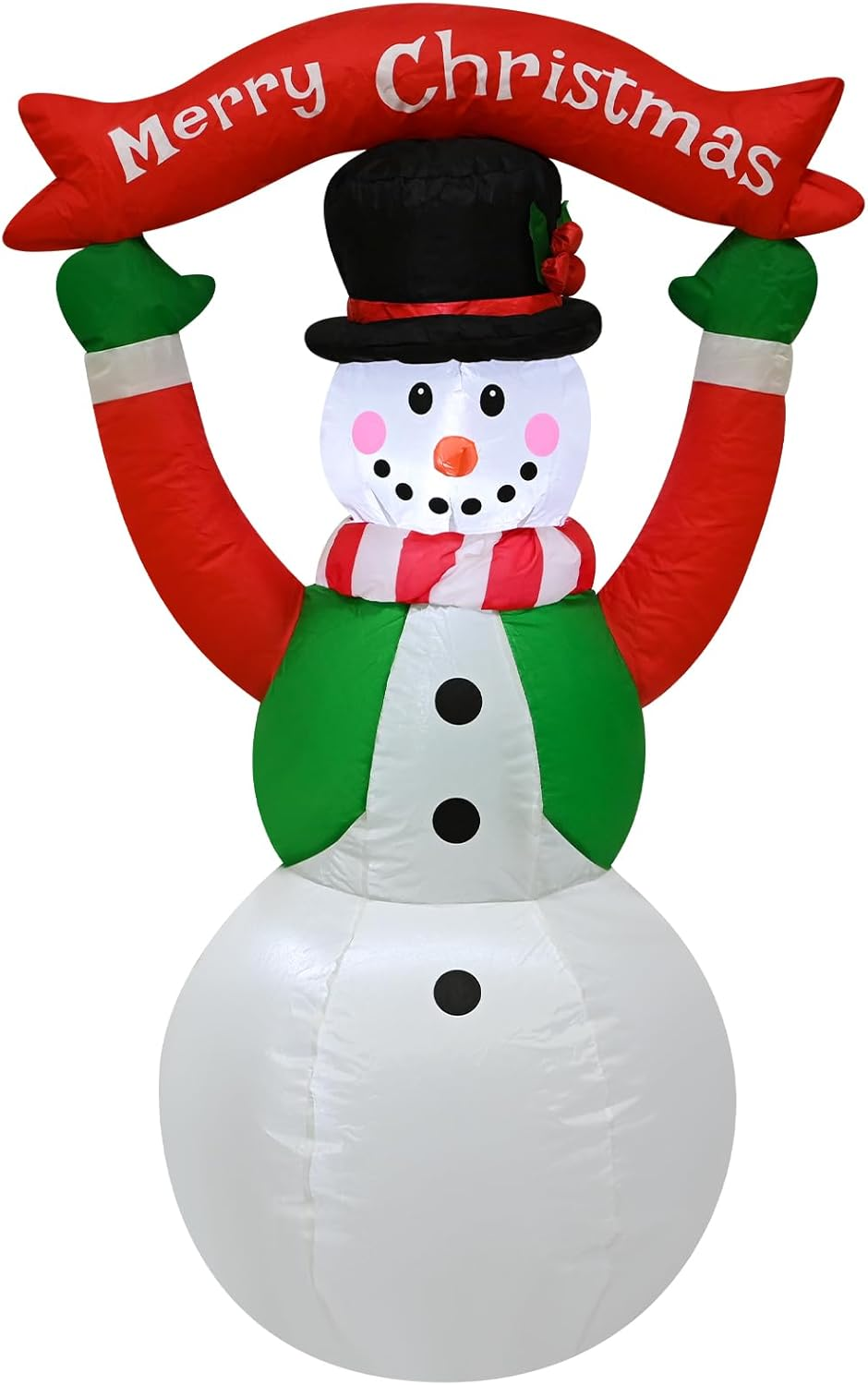 4FT Christmas Inflatables Blow up Christmas Snow Man Holding a Sign That Reads Merry Christmas with LED Light Indoor Outdoor Graden Yard Lawn Party Holiday Decor - 4H Inflatable Snowman With Signpost image number 4