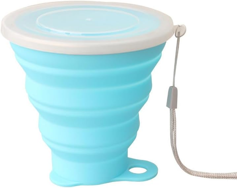 1PCS Collapsible Silicone Cup with Lid, Expandable Drinking Cup Set, Reusable Mug for Camping, Hiking, Travel (Red)