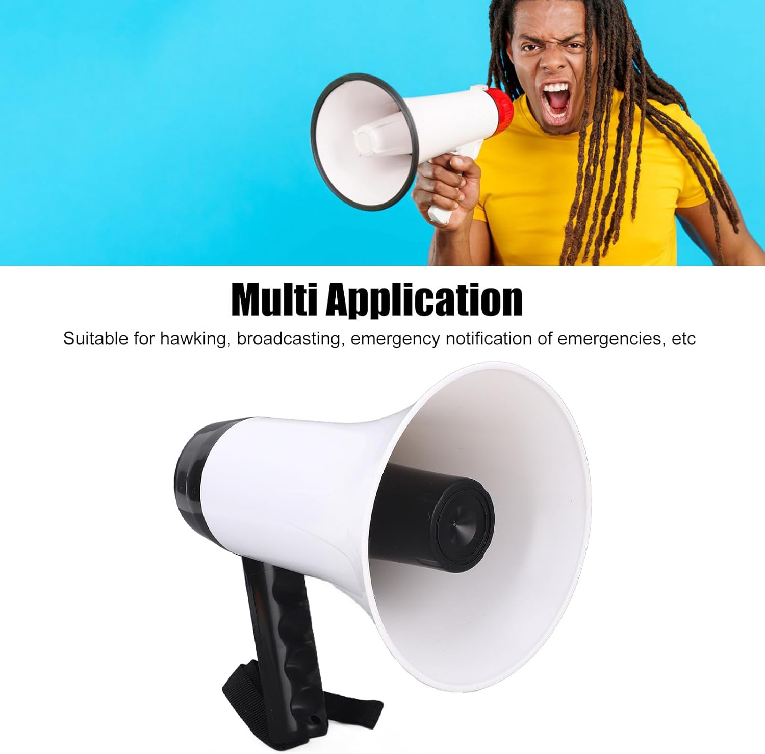 Handheld Megaphone Loud Support Recording, Portable Megaphone Rechargeable for Broadcasting Stall, Portable Loud Speaker Bullhorn image number 3