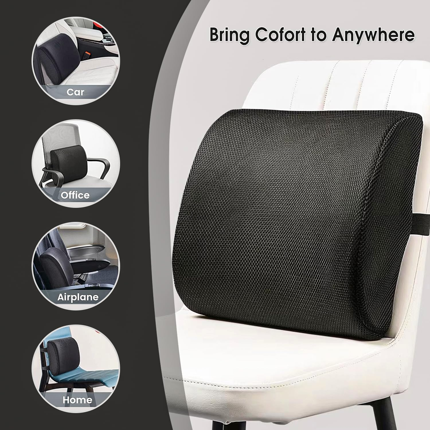 Lumbar Support Pillow Improves Posture, Superior Office Chair Back Support for Gaming and Desk Chairs, Versatile Use Lower Back Cushion Pillow for Car, Couch