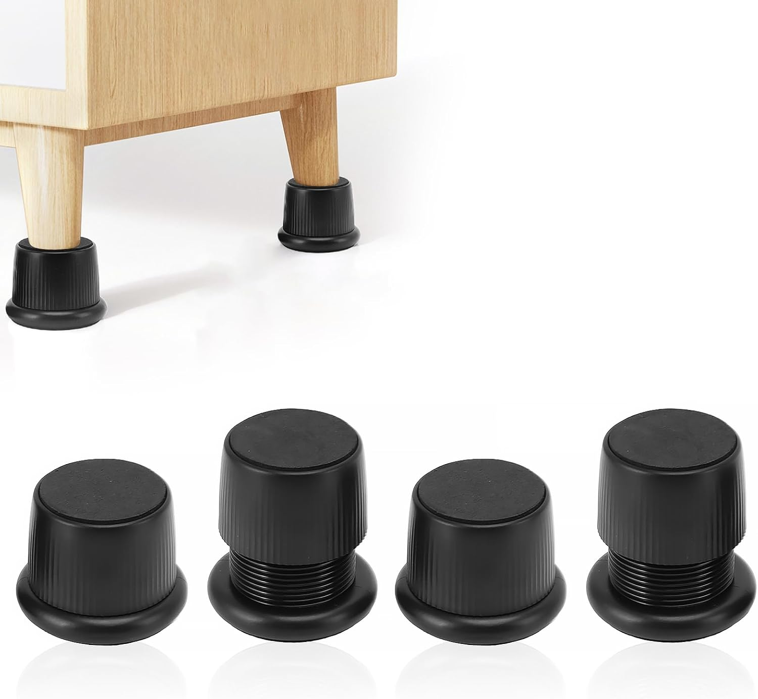 Omabeta 4PCS Furniture Risers with 100Kg Load Capacity, 40-65Mm Adjustable Height for Coffee Machine, Non Slip Furniture Pads for Sofa Bed Table Chair Cabinet,White