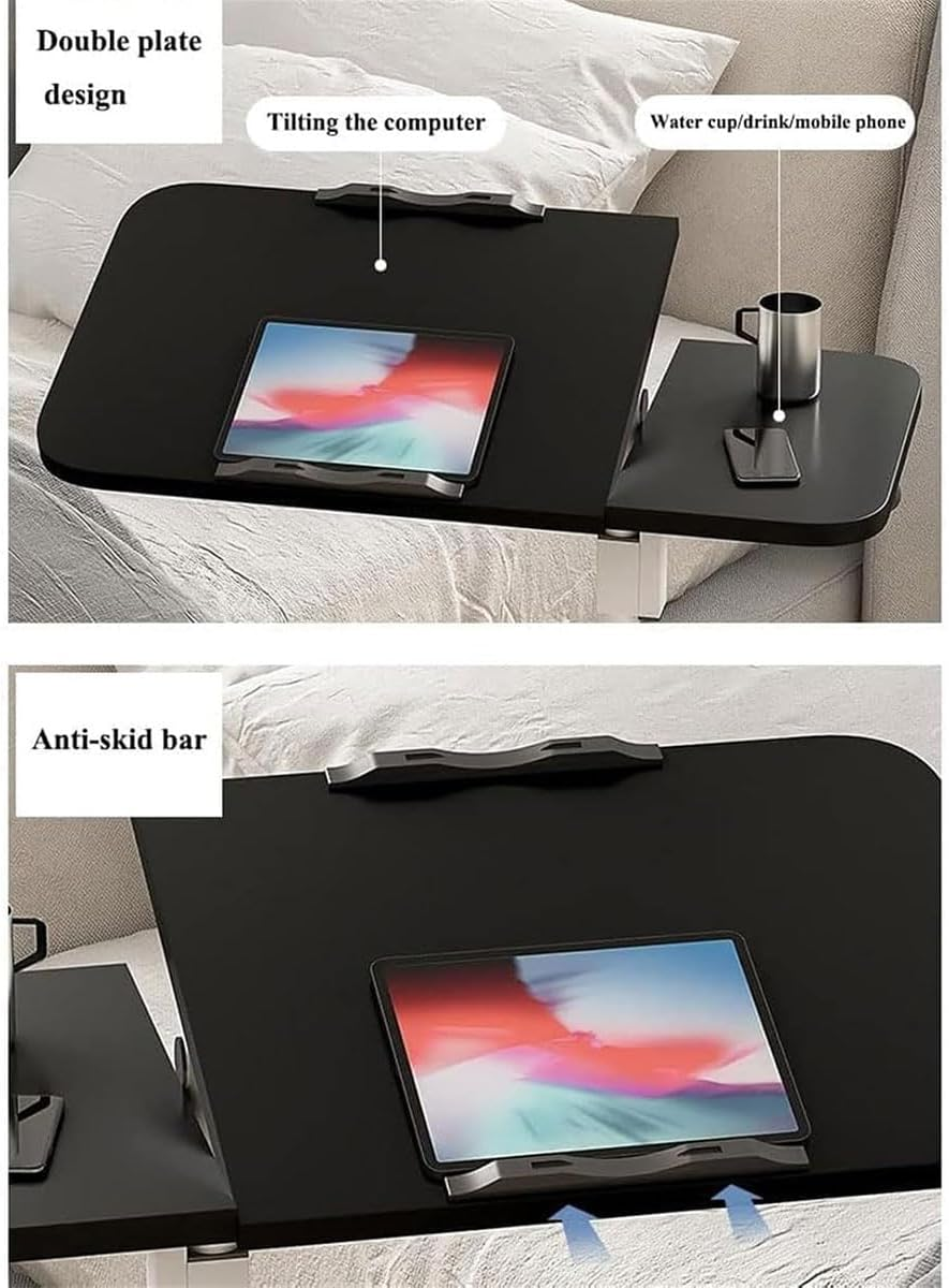 AIMALL Folding Computer Desk Stand - Adjustable Floor-Standing Reading Table for Lazy People, Movable Bedside Table, Electric Height Adjustment - Foldable-Computer-Desk-Stand-White image number 5