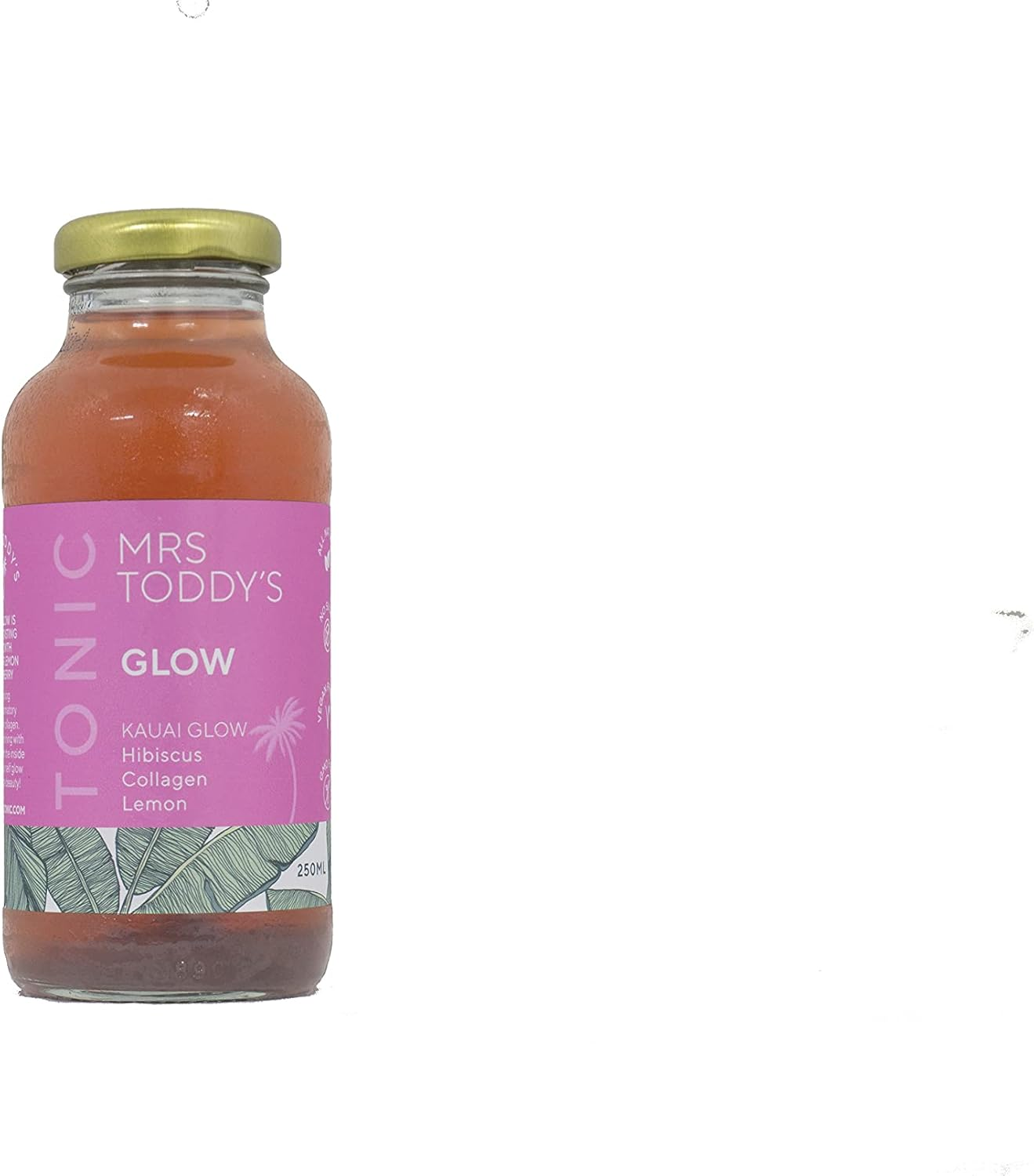 Mrs Toddy&rsquo;S Glow Tonic &ndash; 250Ml Daily Beauty Tonic | Hibiscus, Galangal, Lemongrass & Citrus | Natural, Non-Carbonated, Low Sugar, Plant-Based Wellness Drink | Australian Made
