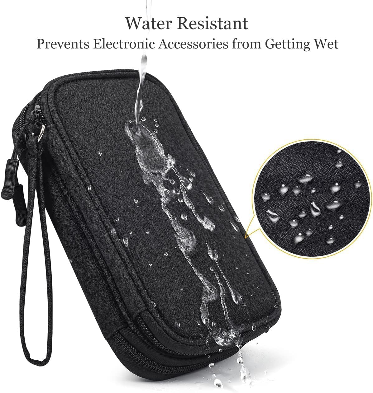 CAOODKDK Electronics Accessories Organizer Pouch Bag, Travel Universal Organizer for Cable, Charger, Phone, SD Card, Business Travel Gadget Bag - Double Layer - Black image number 2