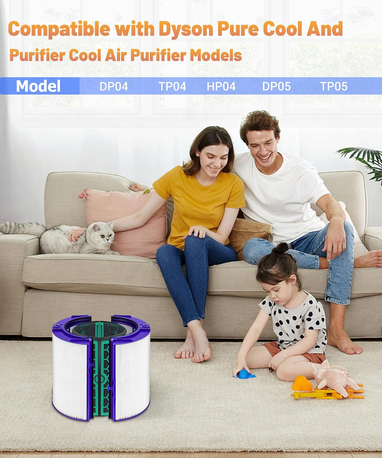 FIRENEXT TP04 HP04 DP04 TP05 HP05 Replacement Filter Compatible with Dyson Air Purifiers &ndash; 360&deg; Glass HEPA + Activated Carbon, 1-Pack image number 4