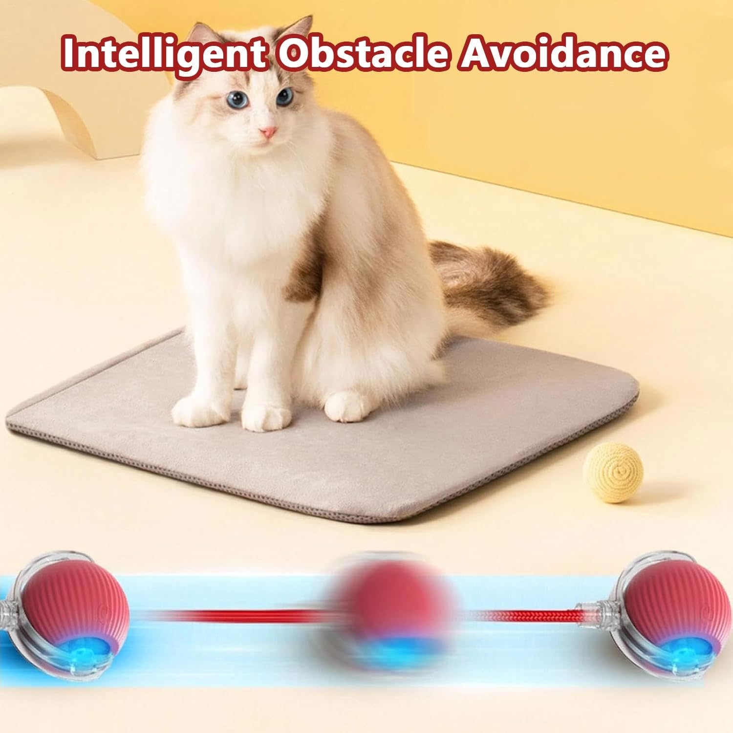 TKINRIC 3PCS New Interactive Rolling Cat Toy Ball,Interactive Cat Ball Toys for Indoor,360&deg; Smart Automatic Rolling Electric Dog Ball with USB Rechargeable(Red & Green & Gray) image number 2