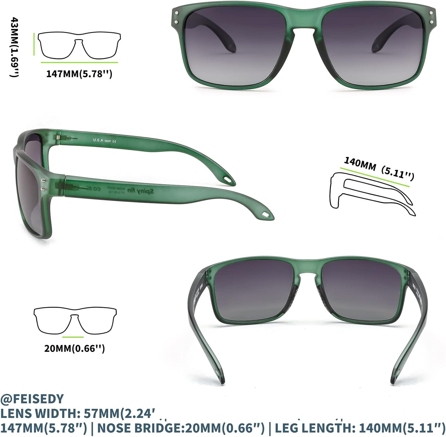 FEISEDY Classic Polarized Square Sunglasses Men Women Small Sun Glasses Cycling Driving Sports Glasses B2234 image number 6