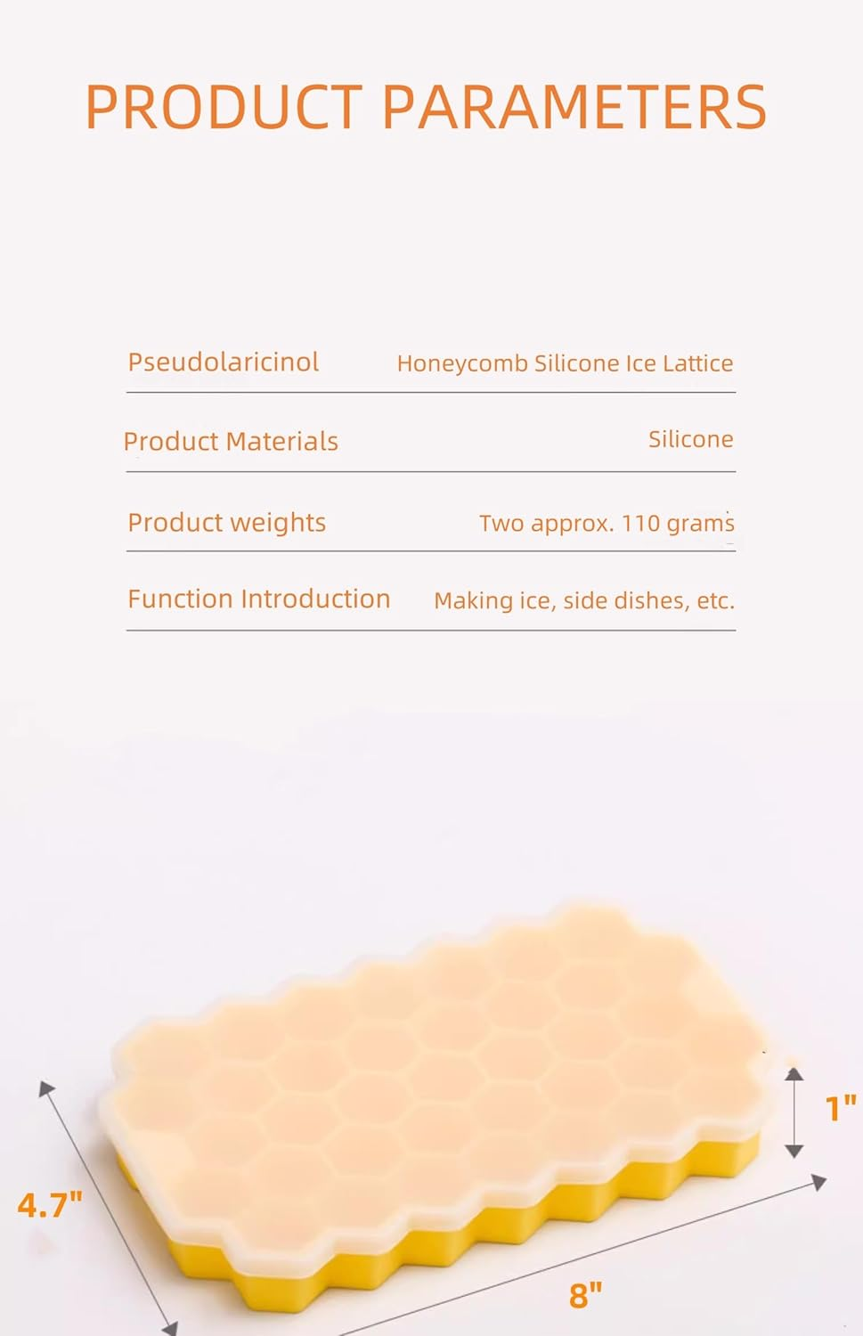 2-Piece Silicone Honeycomb Ice Cube Tray - Perfect for Whiskey, Tea, Chilling Cocktails, Coffee, Candy, Chocolate, Fruit, and Complementary Feeding for Infants image number 4