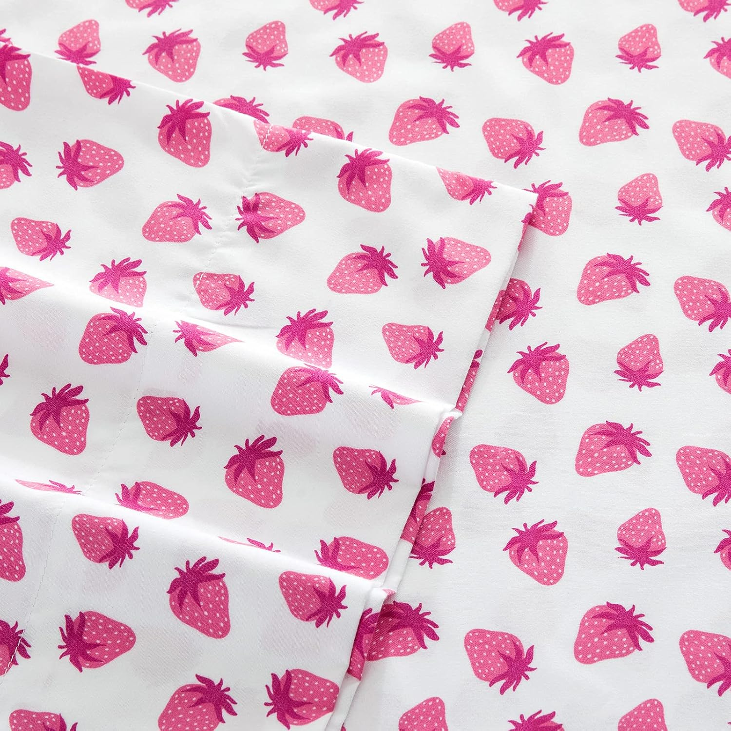 Vonty Kids Twin Sheet Set Strawberry Brushed Microfiber Bed Sheet for Boys & Girls, Ultra Soft & Easy to Wash (1 Fitted Sheet + 1 Flat Sheet + 1 Pillowcase) image number 3