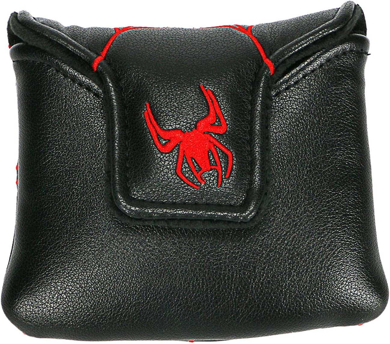 Black with Red Spider Embroidery Golf Club Square Mallet Putter Cover Magnetic Golf Headcover image number 3