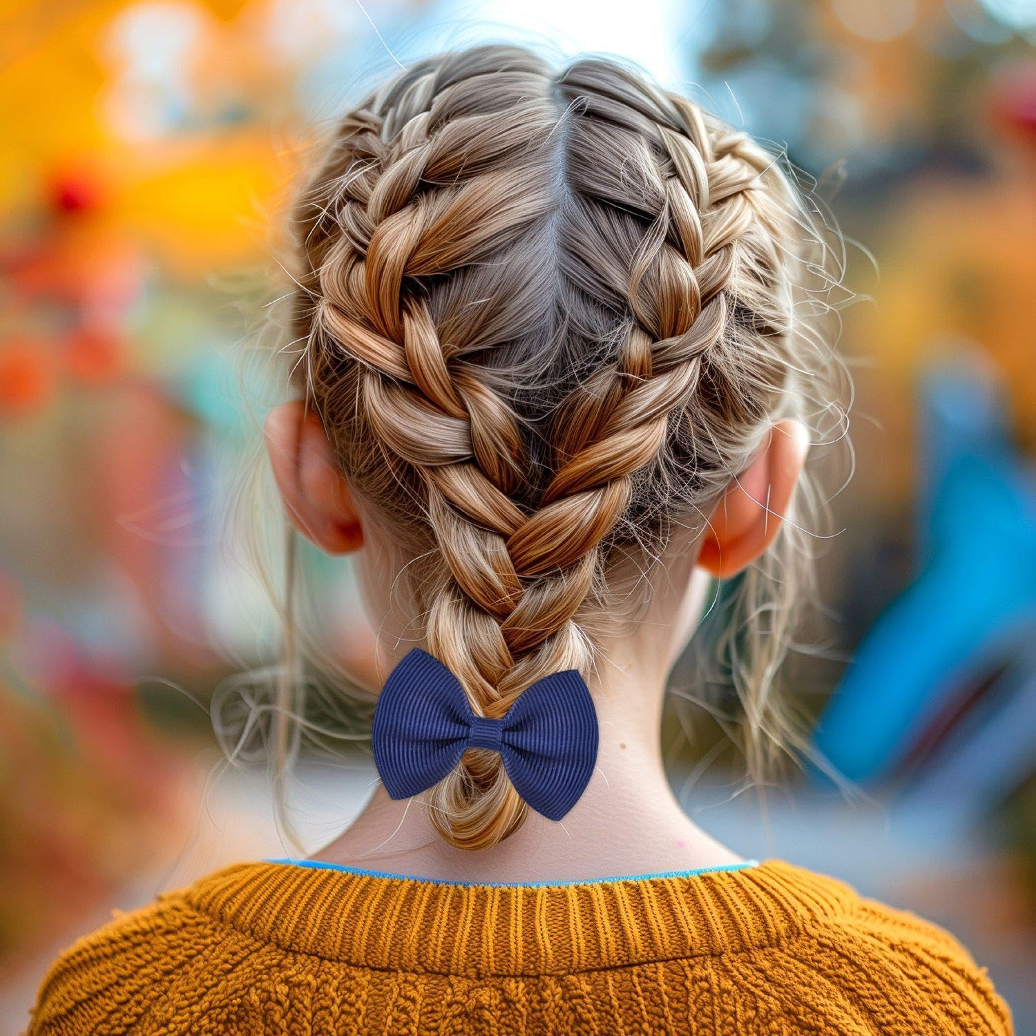 20 Pieces Navy Blue Hair Bobbles with Bow Kids Hair Ties Girls Hair Accessories Elastic Hair Bobbles Hair Accessories School Hair Accessories