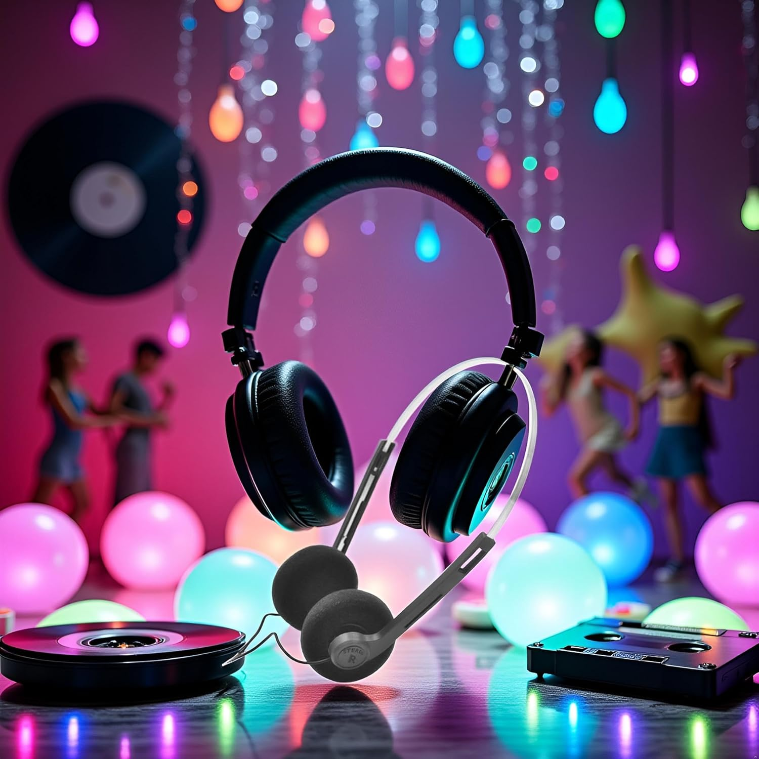 Black Retro Over-Ear Earphones,Mini Stereo Lightweight Headphones with Cord, 80S 90S Vintage Headset Wired,Walkman Headphone, Hi-Fi Stereo Earphone,For Most Mobile Phones Playback Pevices Headphones image number 6