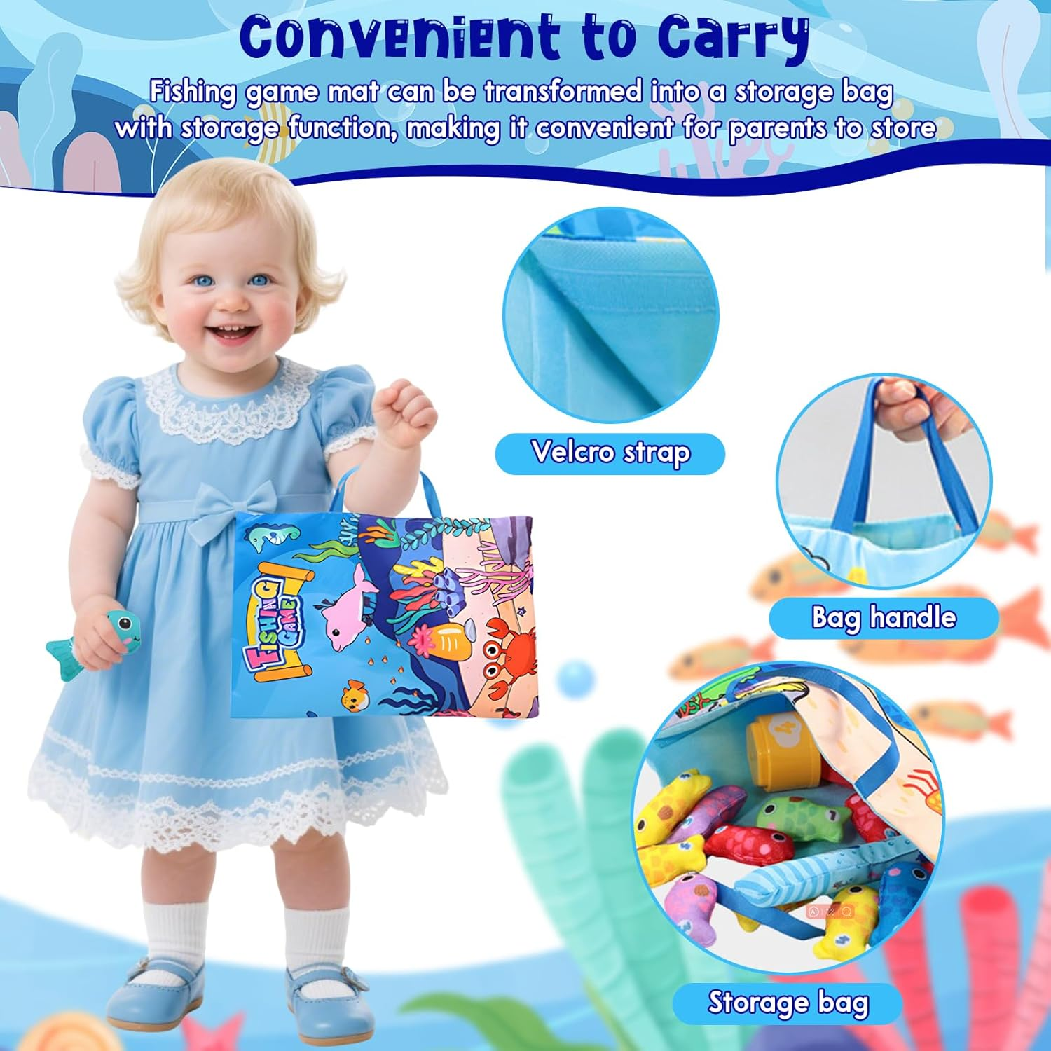 Montessori Toys for 1 Year Old,1-3 Year Old Boys Girls Gifts,Baby Toys 6-18 Months Cloth Fishing Game with Baby Stacking Cups,Number Counting,Color Sorting,Graphic Cognition,Mind Expansion image number 3