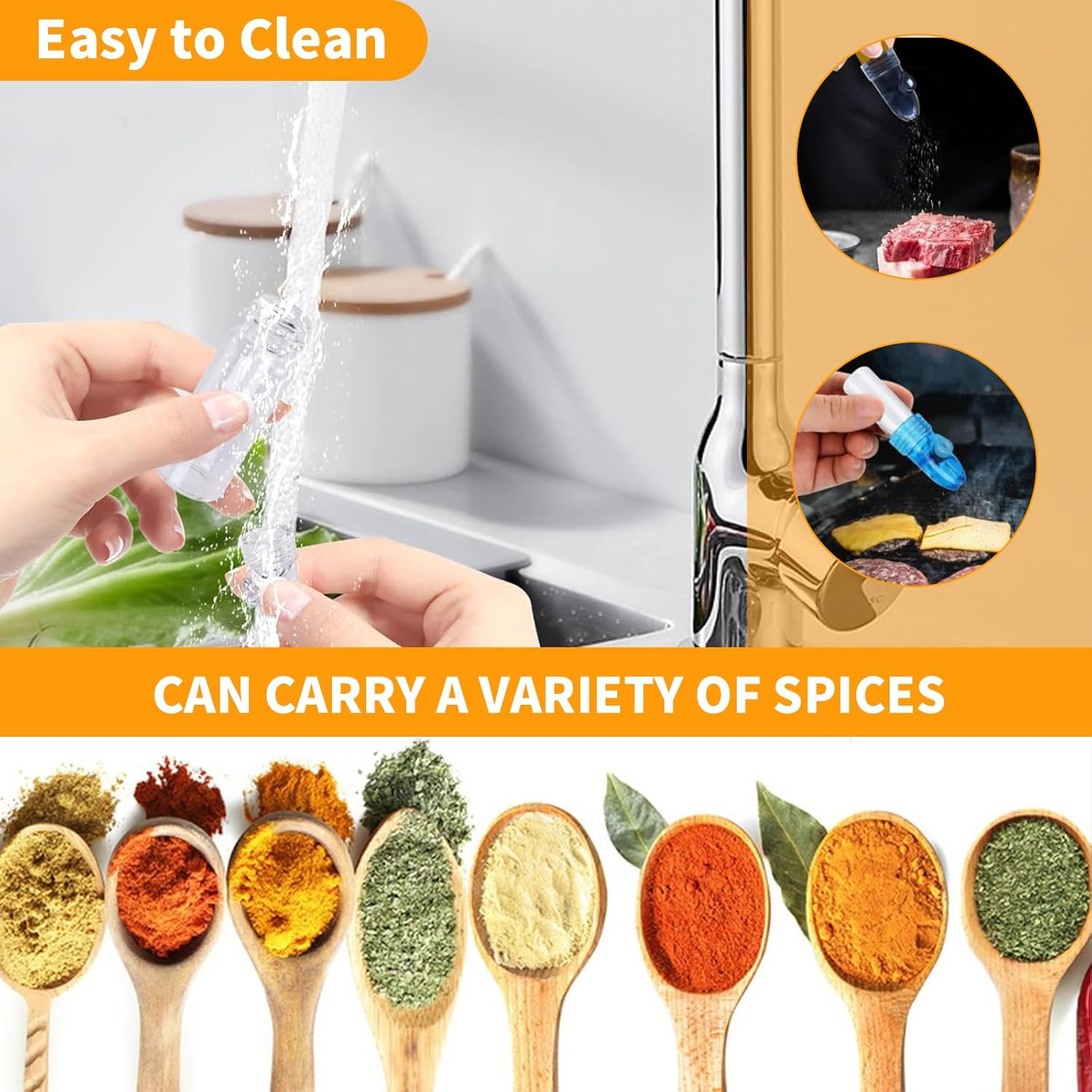 Portable Camping Spice Containers with Knob Switch, Environmentally Refillable Spices Dispensers, Salt Pepper Shaker Spice Storage Bottles for Outdoor Activities Traveling Cooking (4 White+4 Brown) image number 4