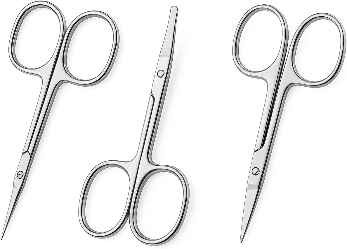 3 Pcs Manicure Scissors, Nail Scissors, Eyebrow Scissors Cuticle Stainless Steel Clippers Sharp Tip Nail Art Grooming Tools, Portable Beauty Nose Hair Cuticle Clippers image number 3