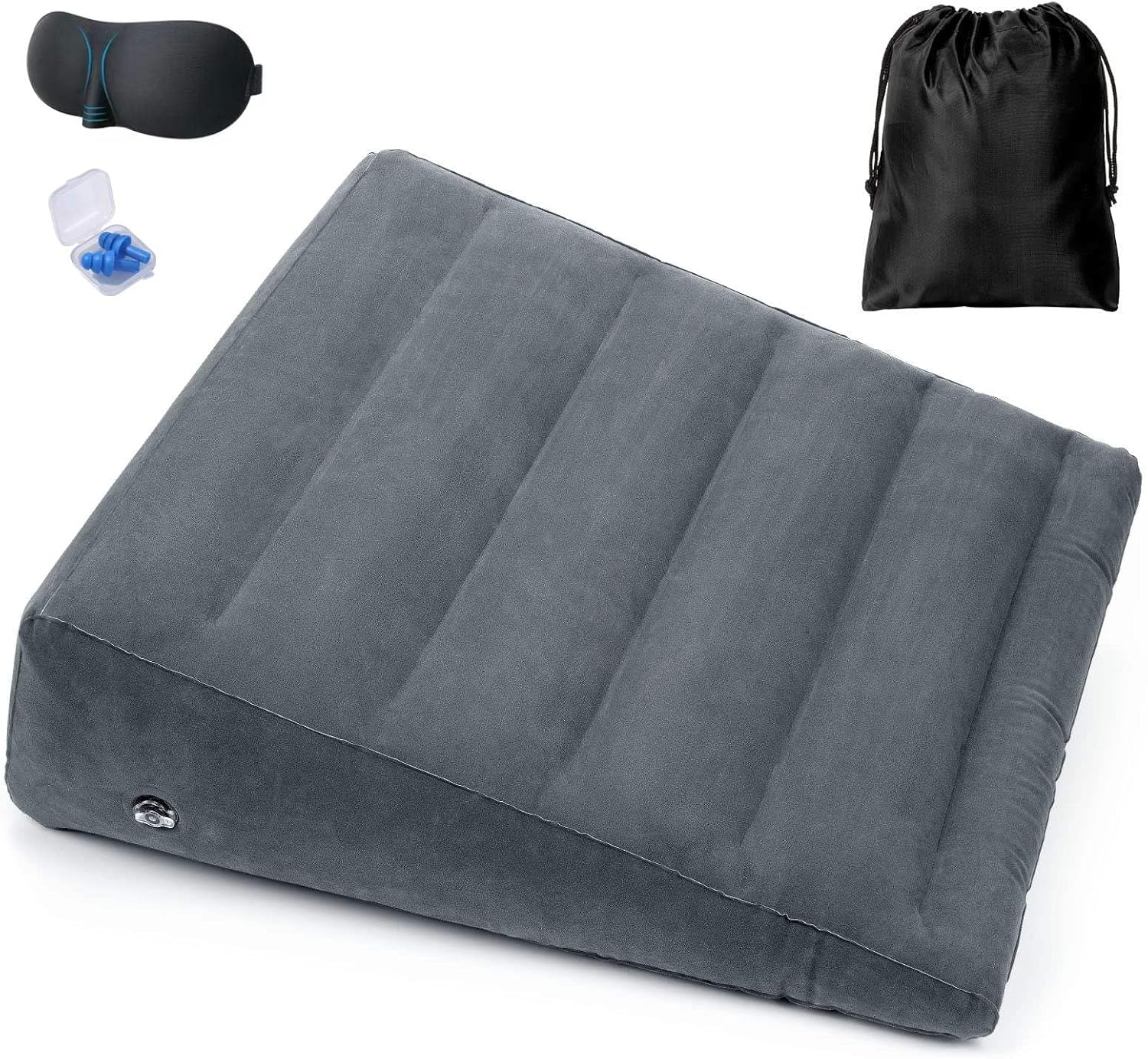 Inflatable Wedge Pillow, Portable Travel Wedge Pillow for Sleeping, Traveling, Reading, Triangle Bed Wedge Pillow, Back, Knee, Leg Support for Side/Stomach Sleepers Acid Reflux, anti Snoring