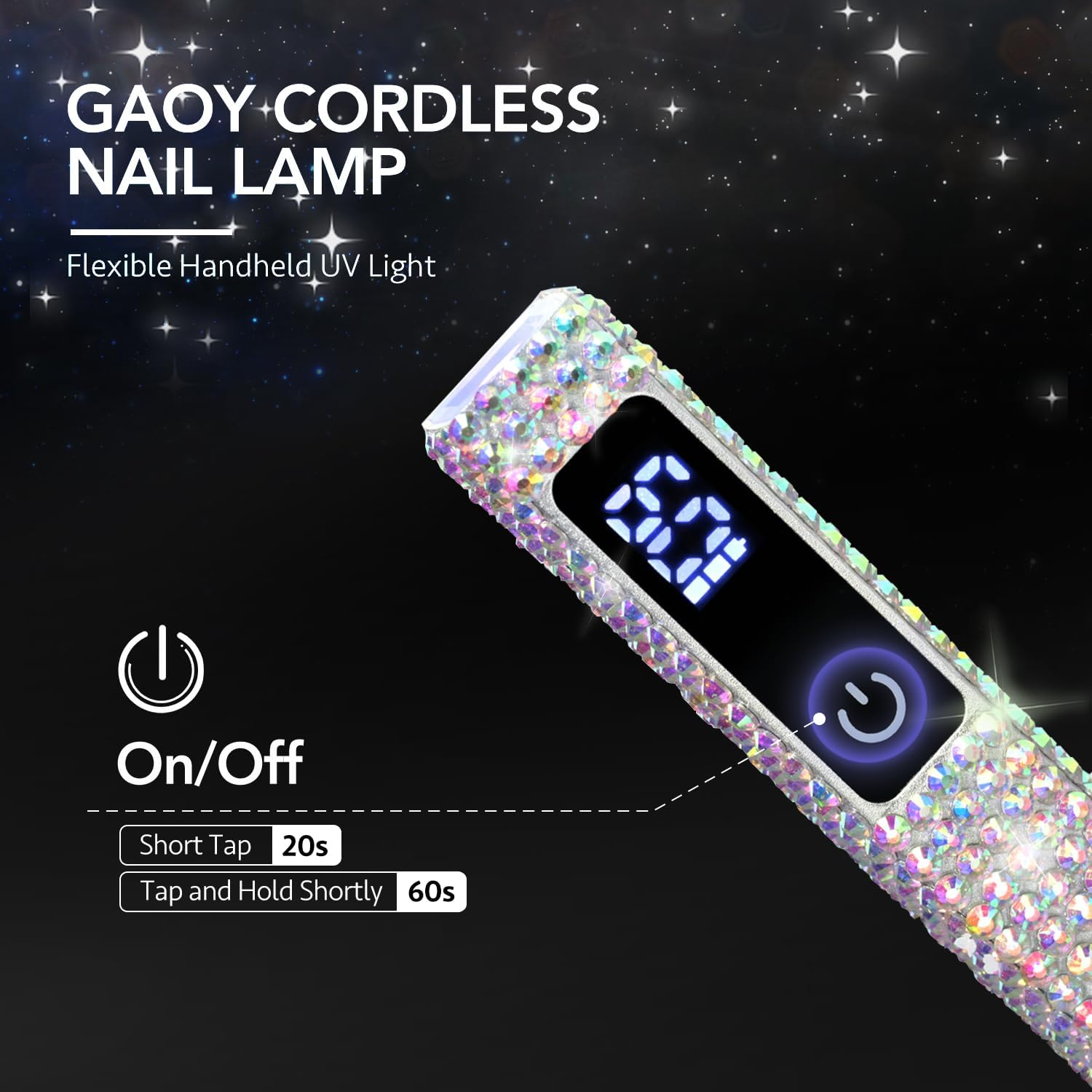 GAOY Handheld UV Light for Gel Nails, Mini Nail Lamp, Portable Cordless Rechargeable, Fast Curing, Diamond image number 4