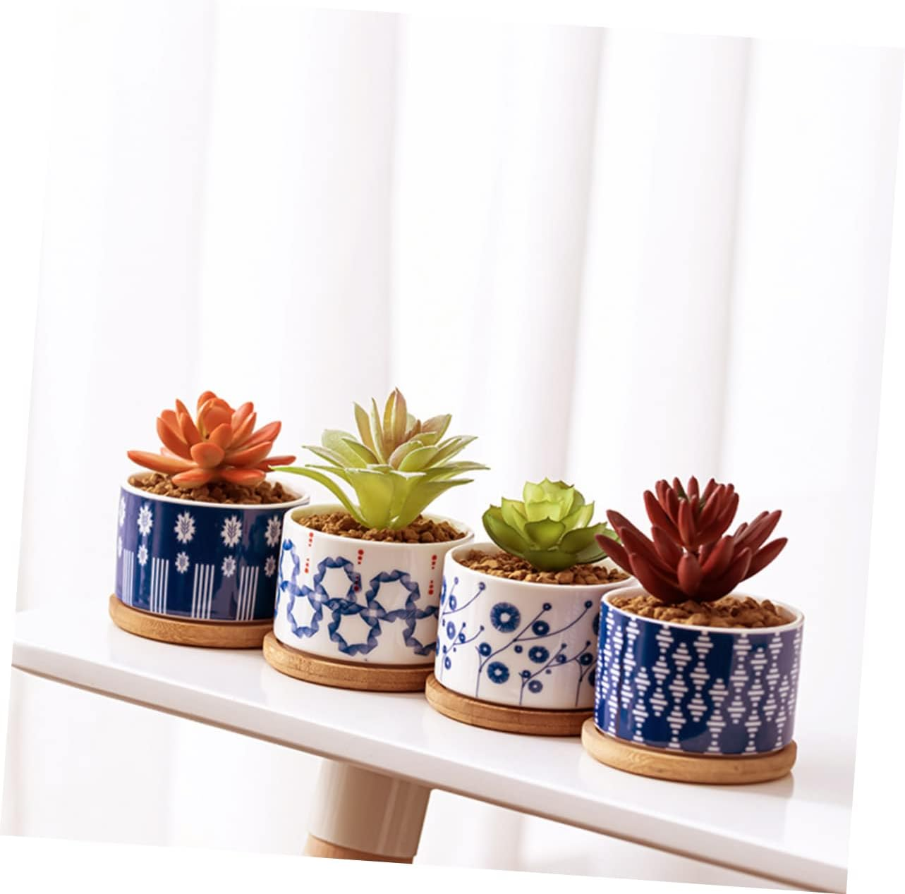 BCOATH 5Pcs Bamboo Flowerpot Water Trays and Plant Pot Plates for Indoor Gardening, Creative Natural Bamboo, Multiple Sizes 6.5-12Cm, Suitable for Home Patio Plant Protection image number 5