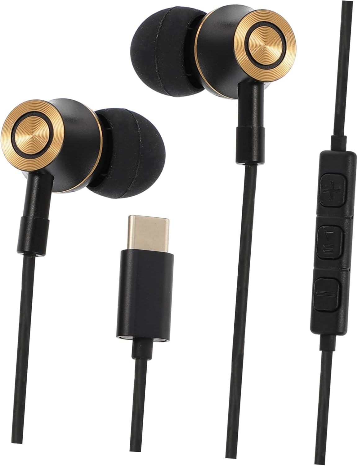 LRXIYODE USB Type-C Earphones with Mic Wired In-Ear Headset Noise Canceling Stereo for Phone and Tablet, Metal Black Design for Travel and Daily Use image number 1