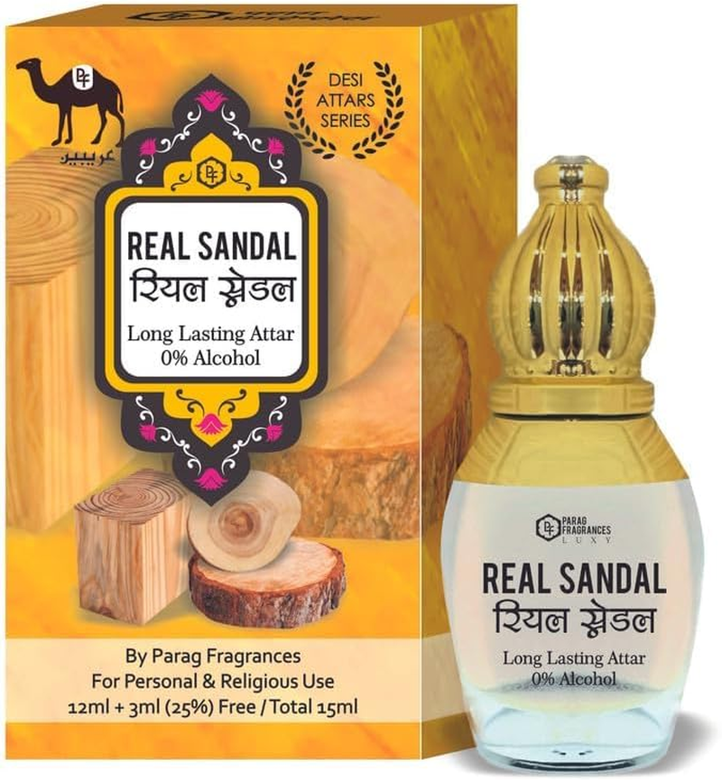 Parag Fragrances Sandalwood & Saffron Attar 1 Tola / 12Ml (Crystal Series) (Limited Time Launching Offer Pack) Natural Distiled Attar/Alcohol Free Attar/Long Lasting Attar