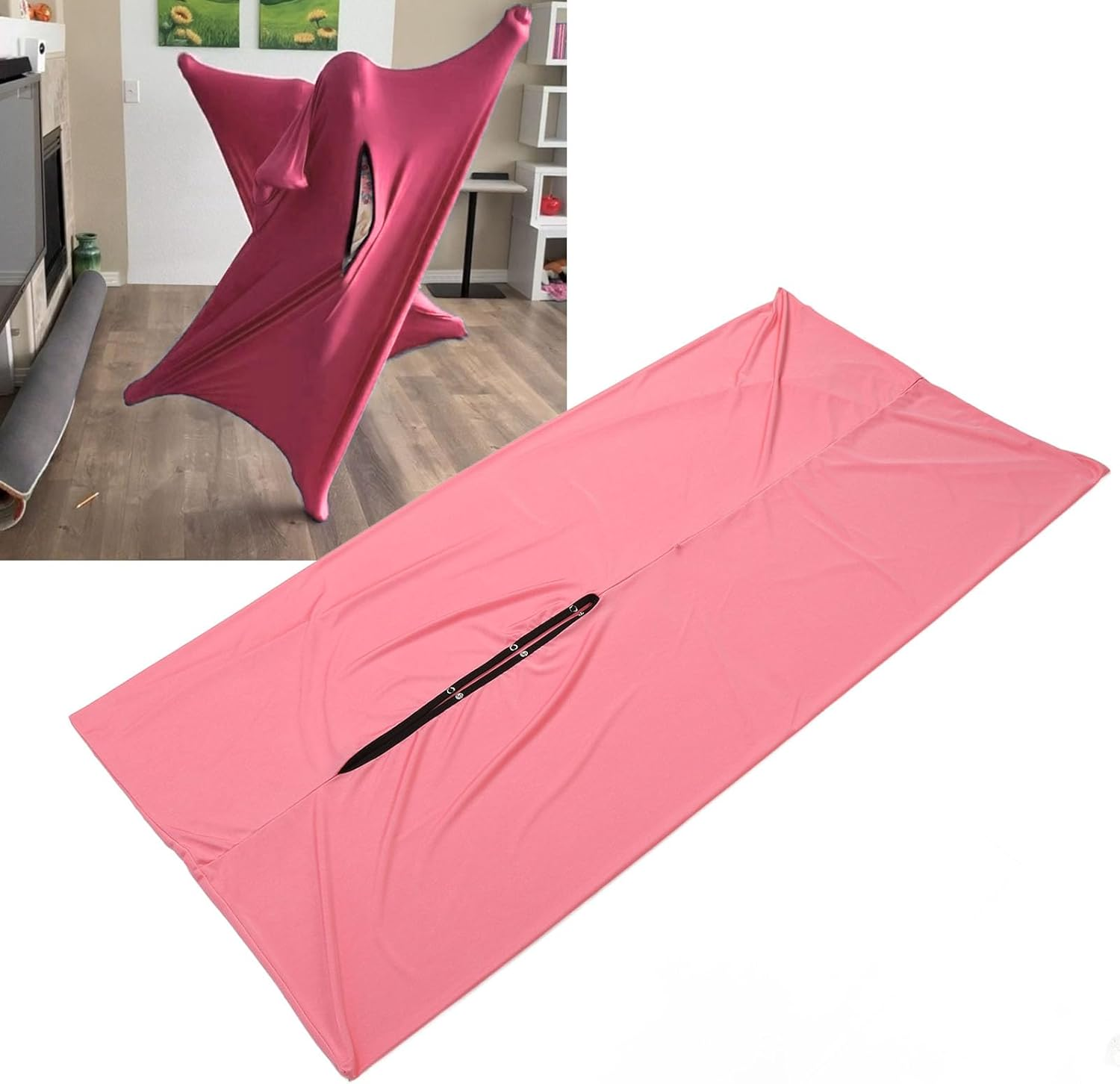 Sensory Body Sock for Adult, Dynamic Movement Sensory Sock Pink Improved Self Calming Movement Sensory Body Sock Full-Body Wrap Stretchy Body Sox to Relieve Stress (S) image number 2