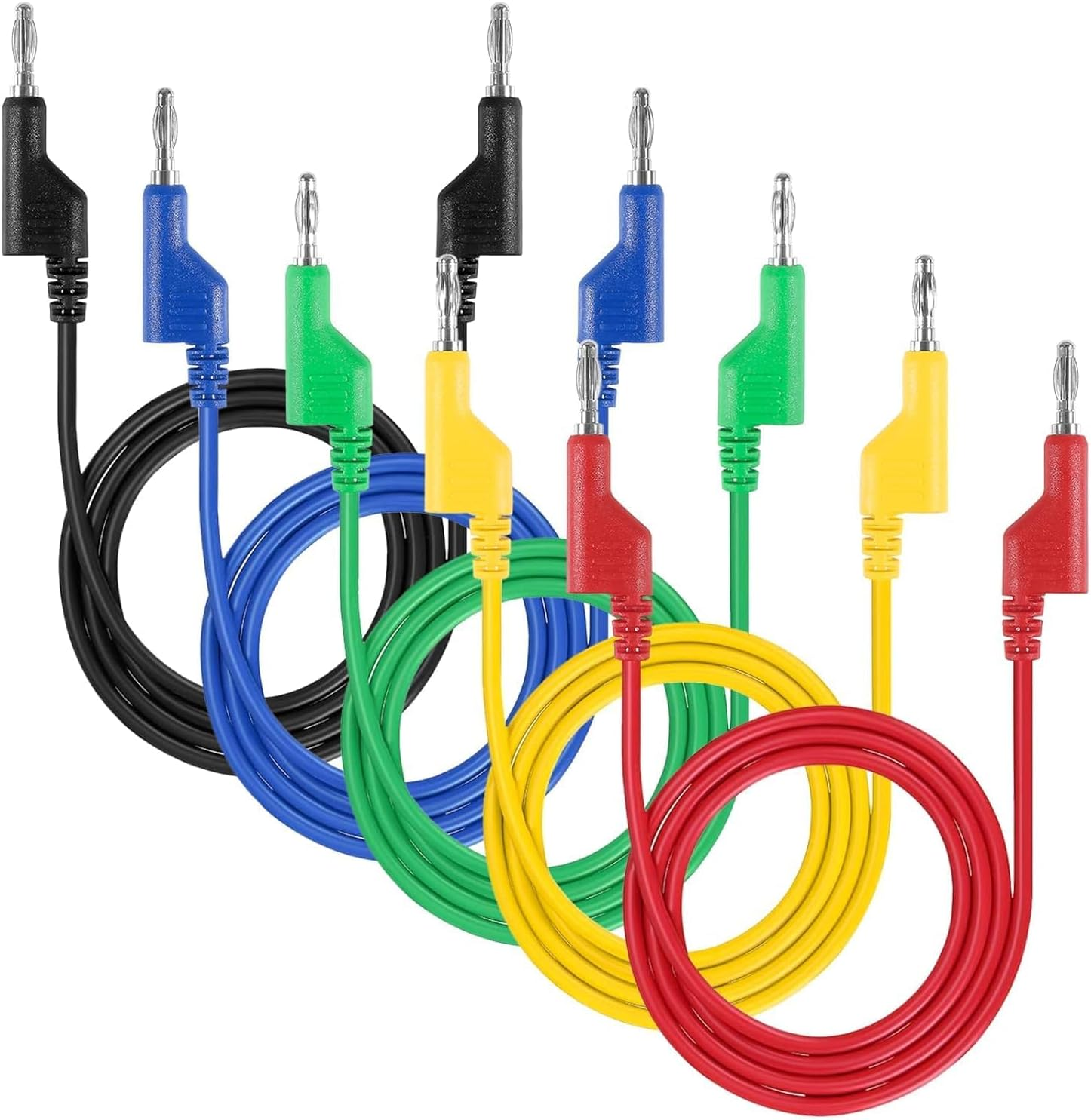 5Pcs Banana to Banana Plug Test Lead Set, 4Mm Stackable Banana Plug Test Lead for Multimeter, Flexible Electrical Test Wire 3.3Ft/1M 1000V 15A image number 5