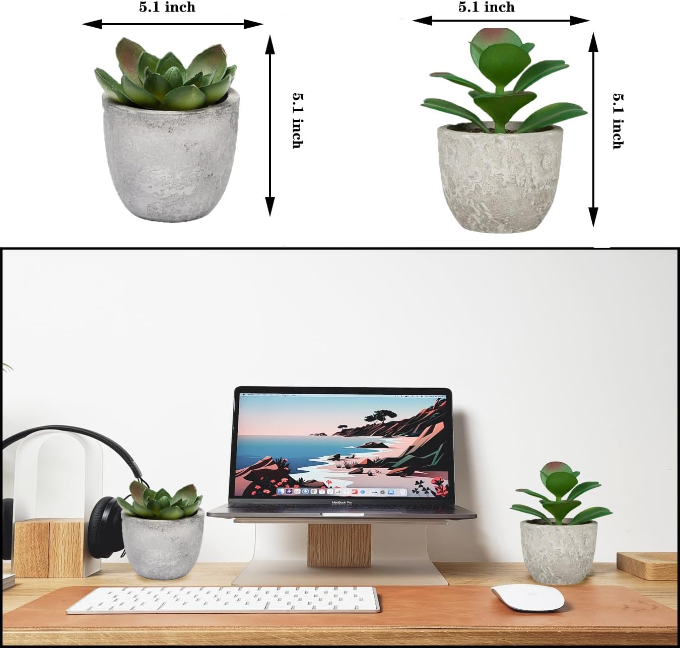 4 Set Artificial Plants Indoors Potted, Small Fake Plants in Pot Eucalyptus Rosemary Succulents for Home Decor Desk Bedroom Kitchen Office Decoration (4 Pack-A) image number 5