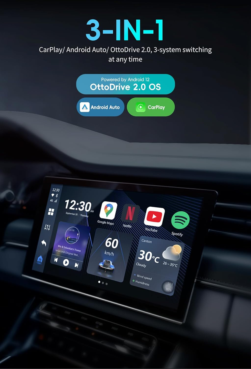 OTTOCAST P3 2025 Carplay AI Box Wireless Carplay Android Auto Video Adapter,Support HDMI Output image number 3