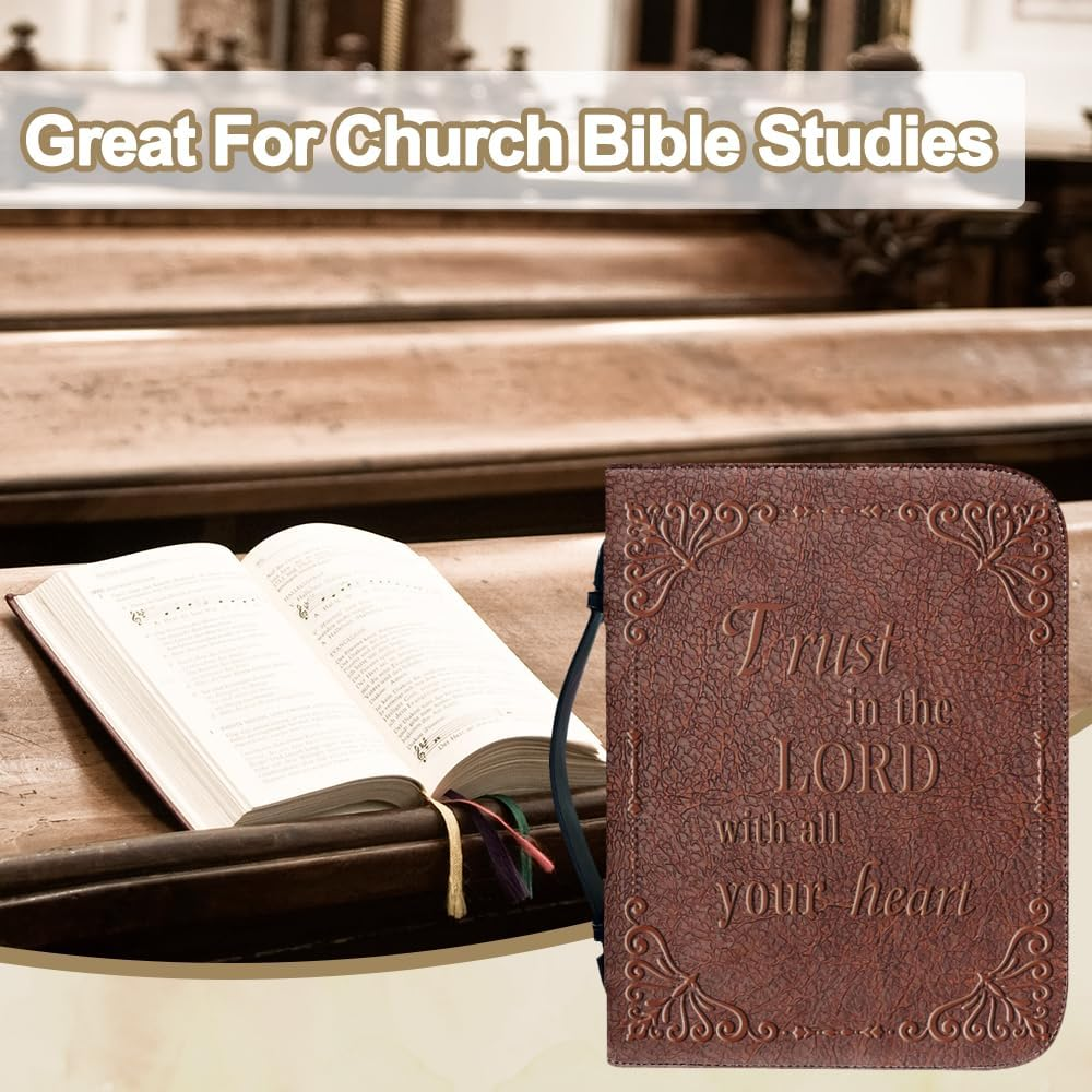 RETON Bible Cover, Leather Bible Covers Case for Women Men, Bible Case Bag, Book Carrying Case, Faux Pu Leather Book Protector Case Fits Book 10.1 X 7 X 1.9 Inches, Bible Accessories Gift