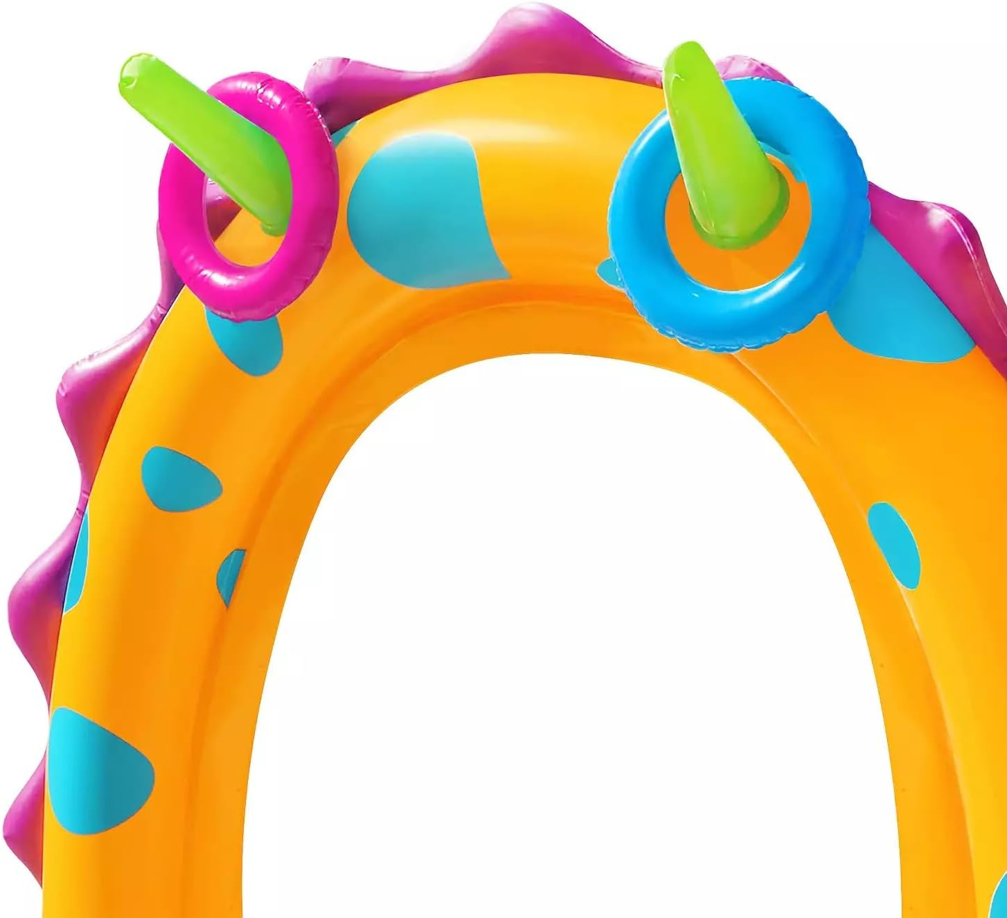 Go Play! Splash-O-Saurus Sprinkler Park, Water-Sprinkling Dino, 4 X Inflatable Ring Toss, Summer Toy with Built in Sprinkler for Backyard and Outdoor Water Toys Play. Suitable for Ages 3+