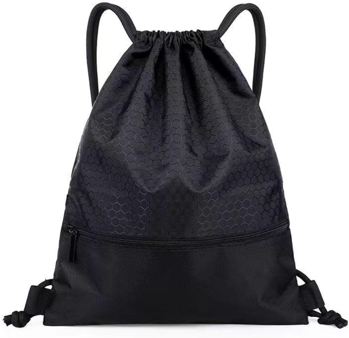 Zippered Drawstring Backpack Water Resistant Lightweight Gym Sack for Sports, Yoga, Hiking & Travel, Swim Gear with Front Pocket & Inner Pocket, Durable Sackpack for Shopping, Outdoors image number 4